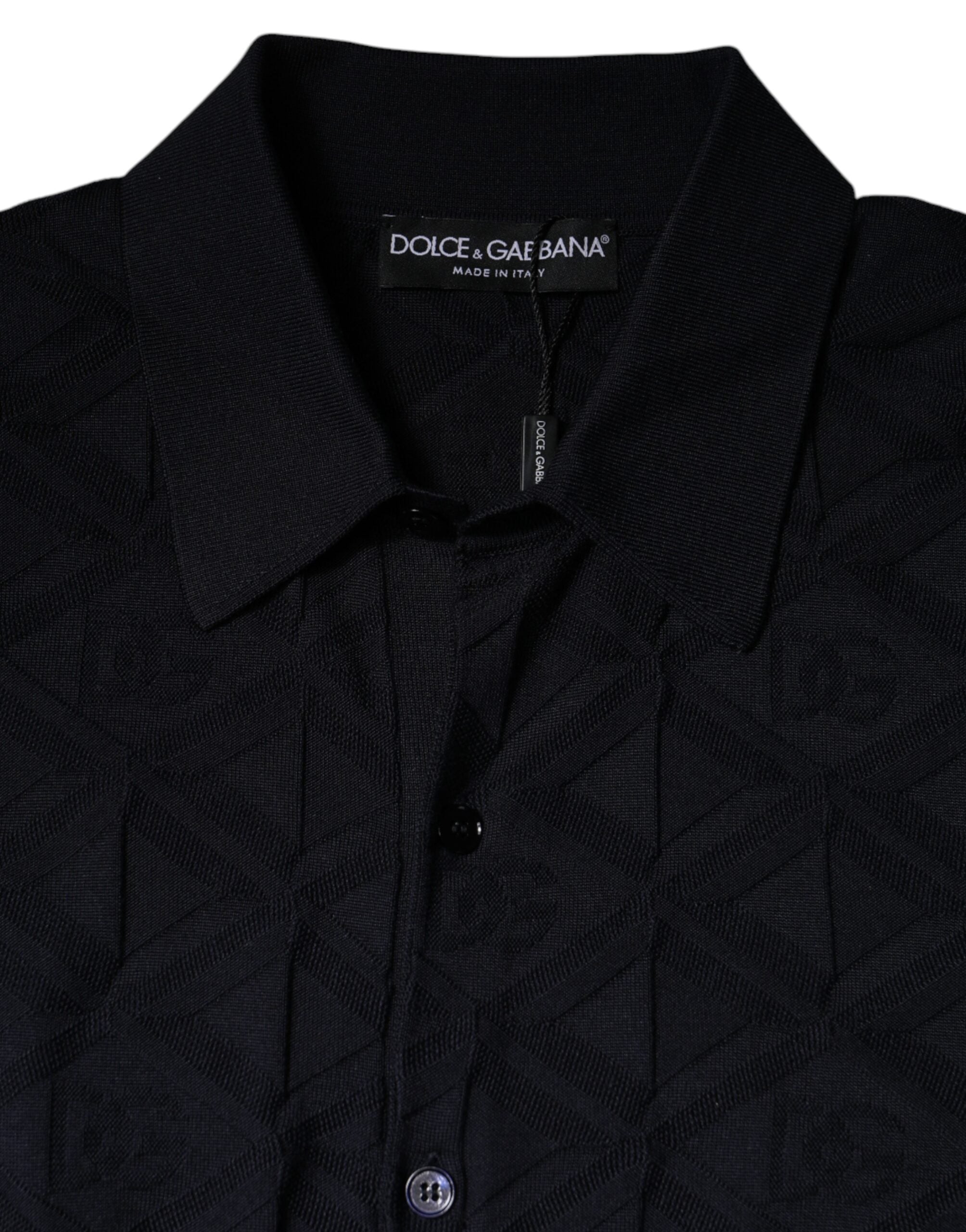 Dolce & Gabbana Black Silk Crew Neck Men Cardigan Sweater/IT48 | M/Black