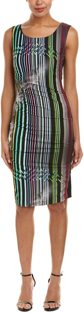 Nicole Miller NY Sleeveless Scoop Neck Striped Sheath Dress - Stripes - Black Multi