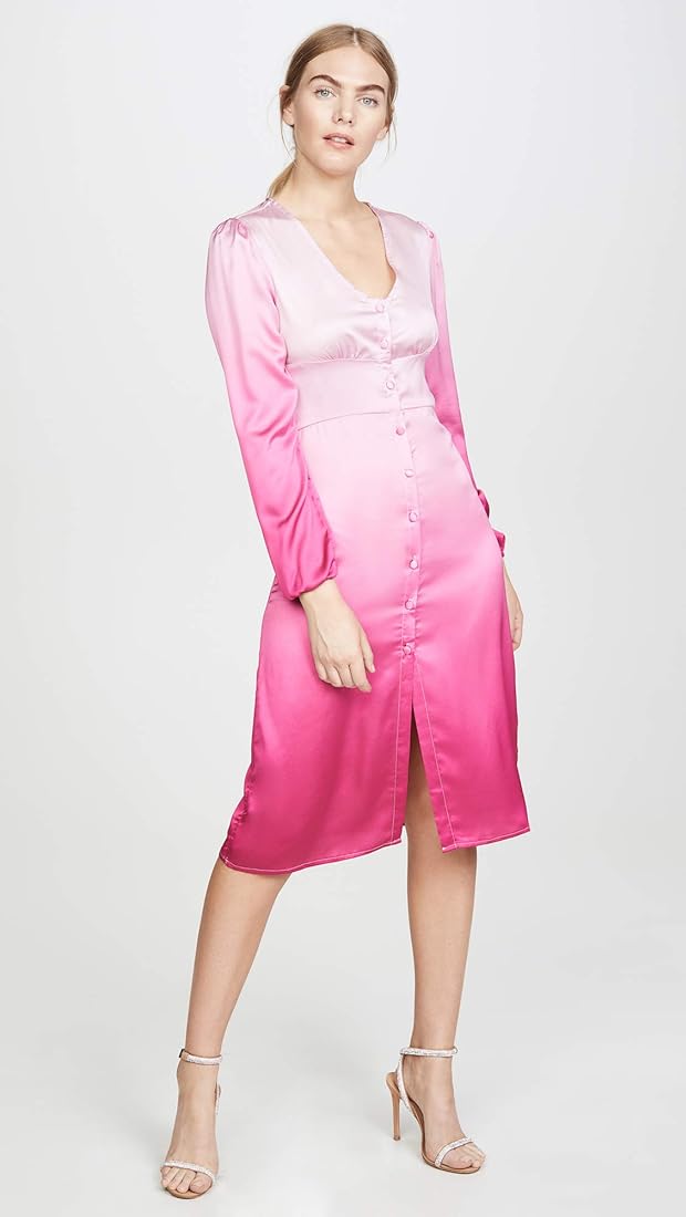 Lioness American Sweetheart Button Front Midi Dress - Ombre - Pink Multi/Pink Ombre