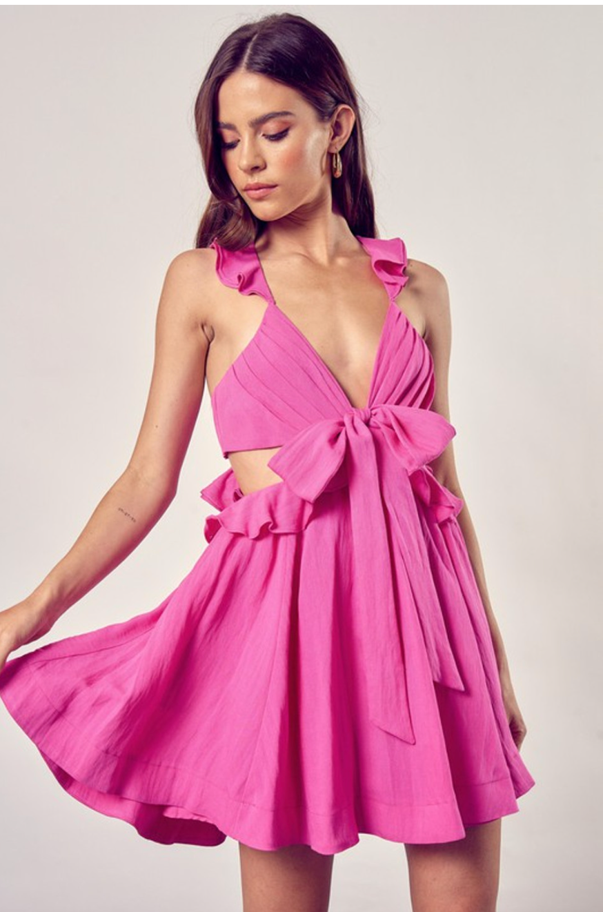 Do+Be Pink Front Tie Cut Out Mini / L NWOT