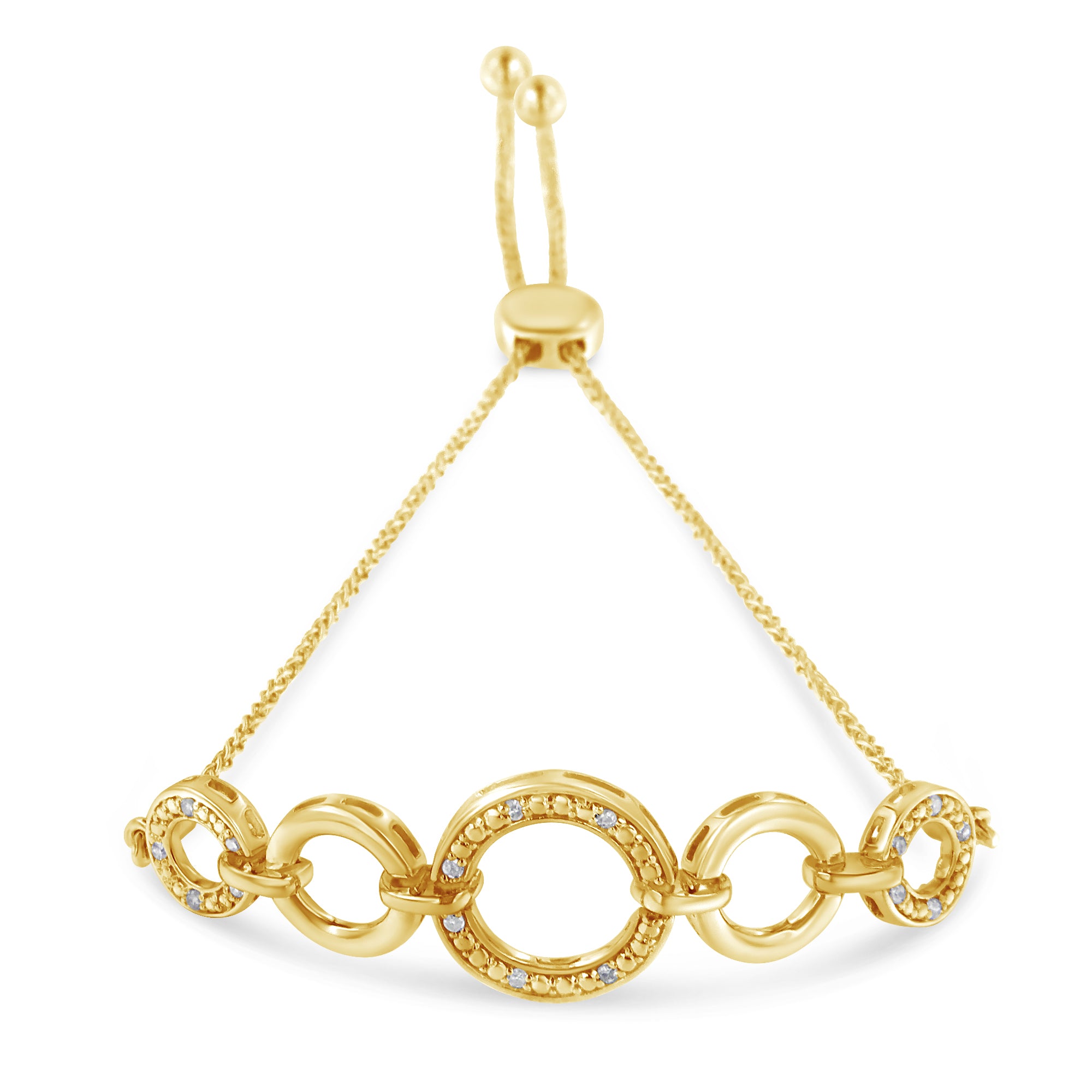 Haus of Brilliance 10K Yellow Gold over .925 Sterling Silver Diamond Accented Graduated Infinity Open Circle 6”-9” Adjustable Bolo Bracelet (H-I Color, I2-I3 Clarity)