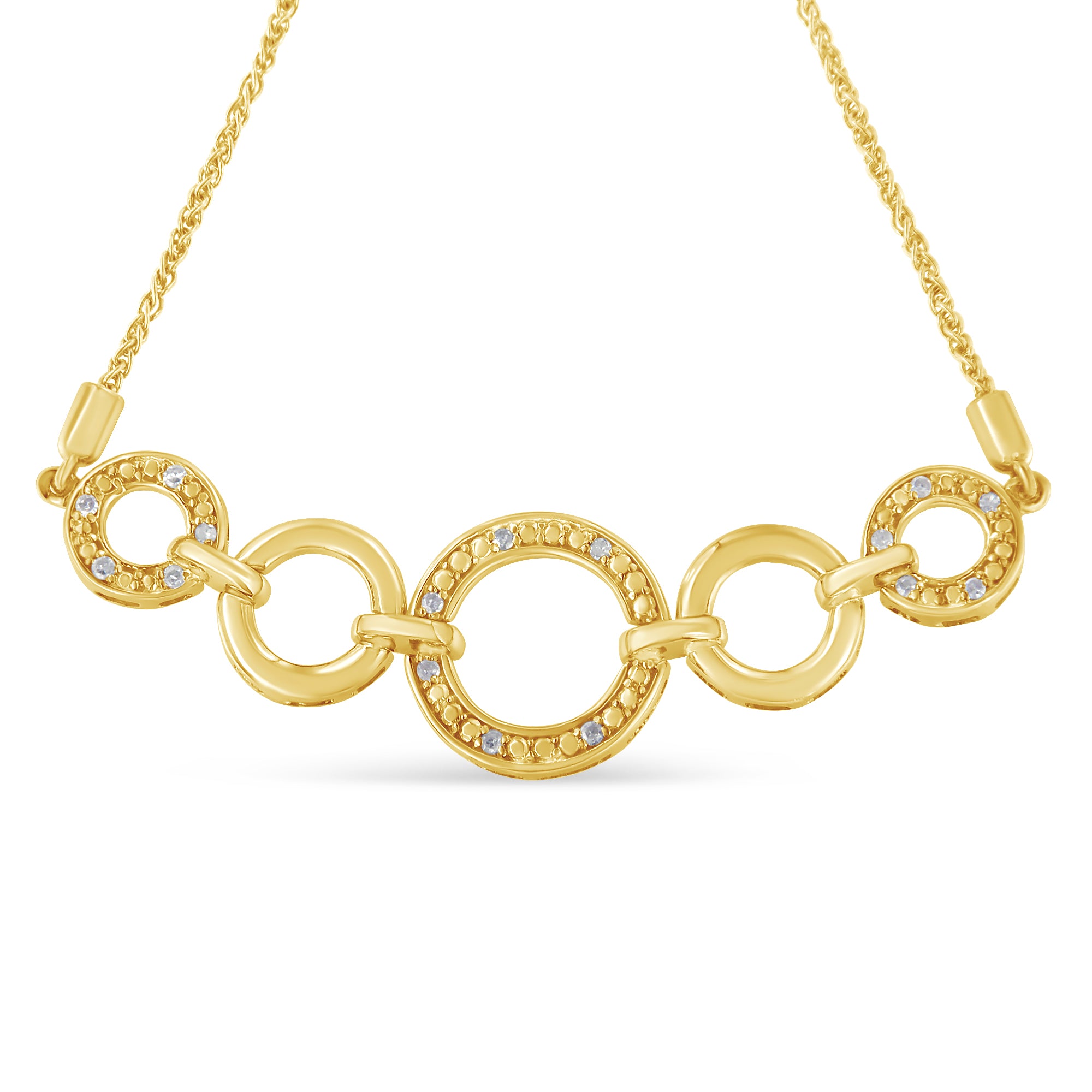 Haus of Brilliance 10K Yellow Gold over .925 Sterling Silver Diamond Accented Graduated Infinity Open Circle 6”-9” Adjustable Bolo Bracelet (H-I Color, I2-I3 Clarity)