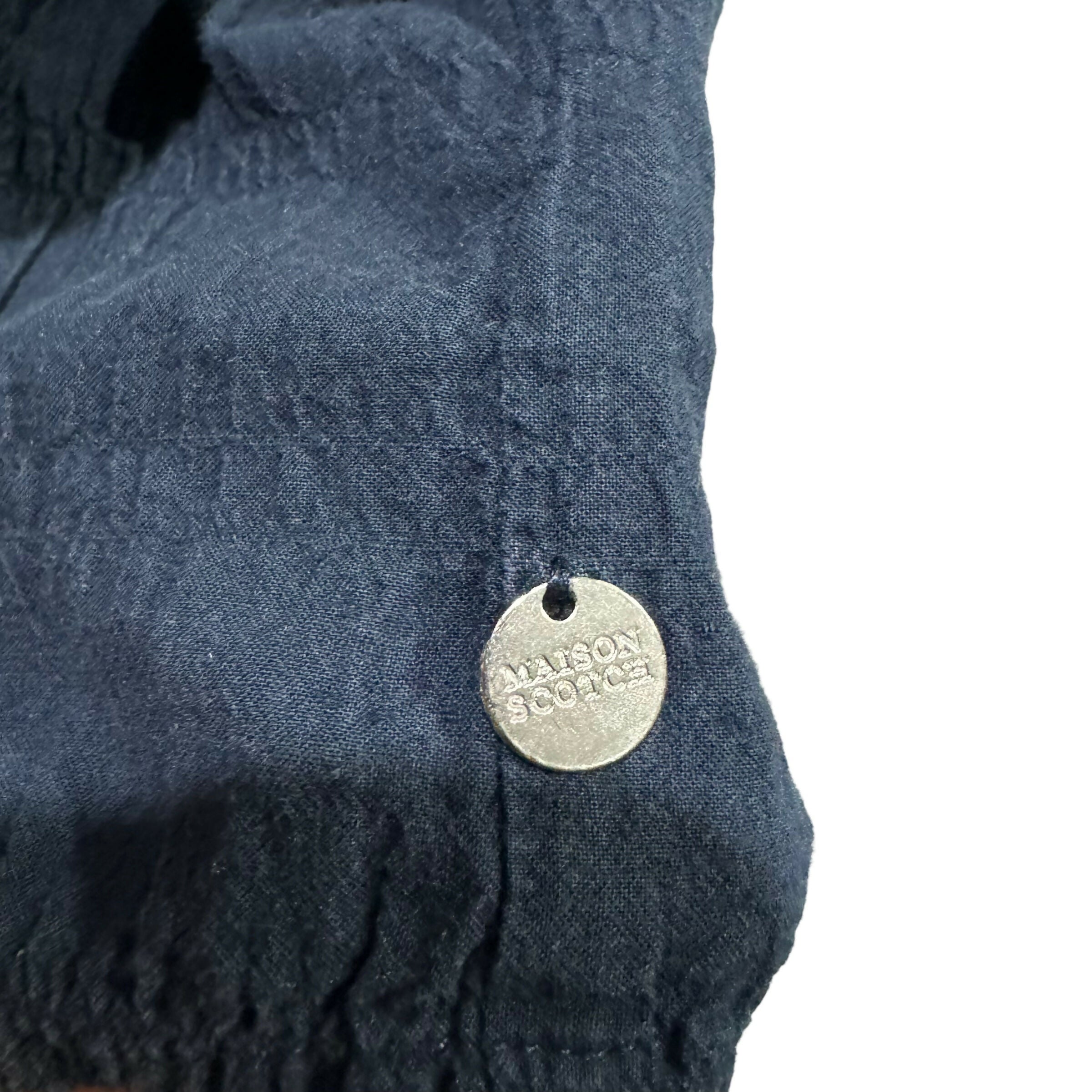 Scotch & Soda Short Sleeve Smocked Button-Down Shirt - /Navy - S