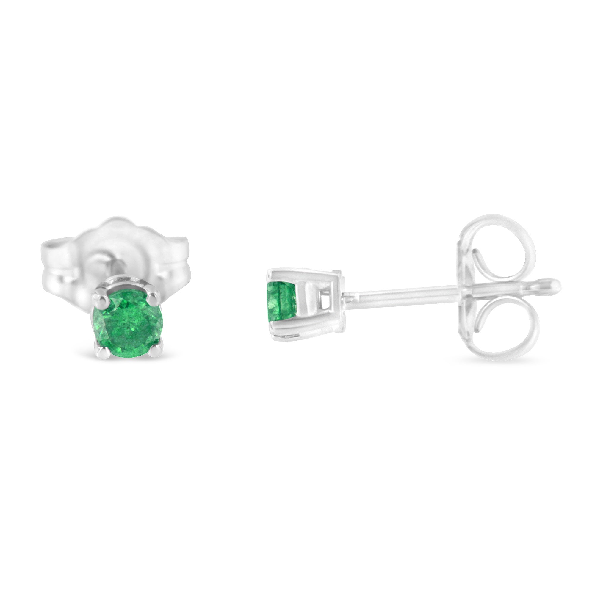 Haus of Brilliance .925 Sterling Silver 1/4 Cttw Round Brilliant-Cut Green Diamond Classic 4-Prong Stud Earrings (Fancy Color-Enhanced, I2-I3 Clarity)