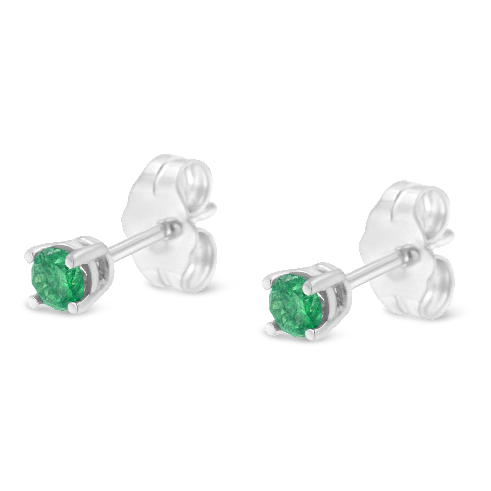 Haus of Brilliance .925 Sterling Silver 1/4 Cttw Round Brilliant-Cut Green Diamond Classic 4-Prong Stud Earrings (Fancy Color-Enhanced, I2-I3 Clarity)