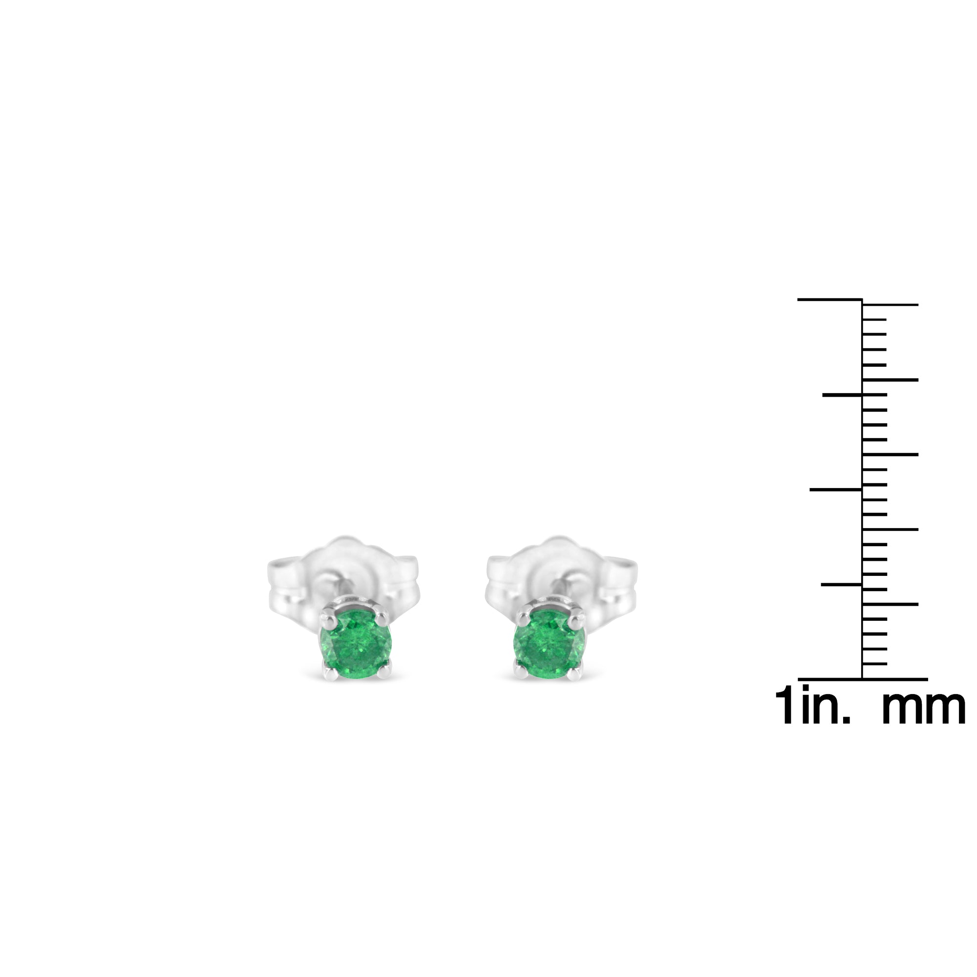 Haus of Brilliance .925 Sterling Silver 1/4 Cttw Round Brilliant-Cut Green Diamond Classic 4-Prong Stud Earrings (Fancy Color-Enhanced, I2-I3 Clarity)