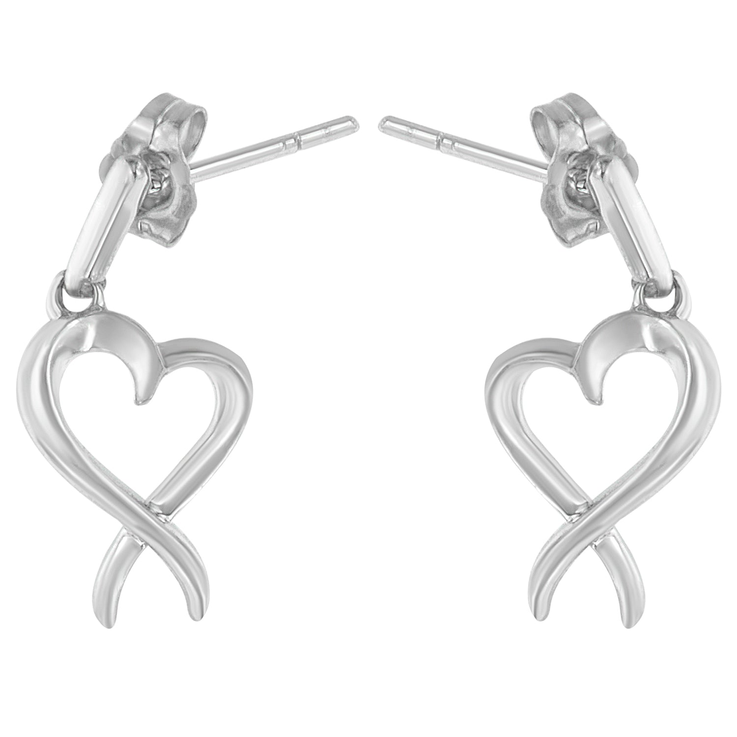 Haus of Brilliance Sterling Silver Dangle-Heart Earrings