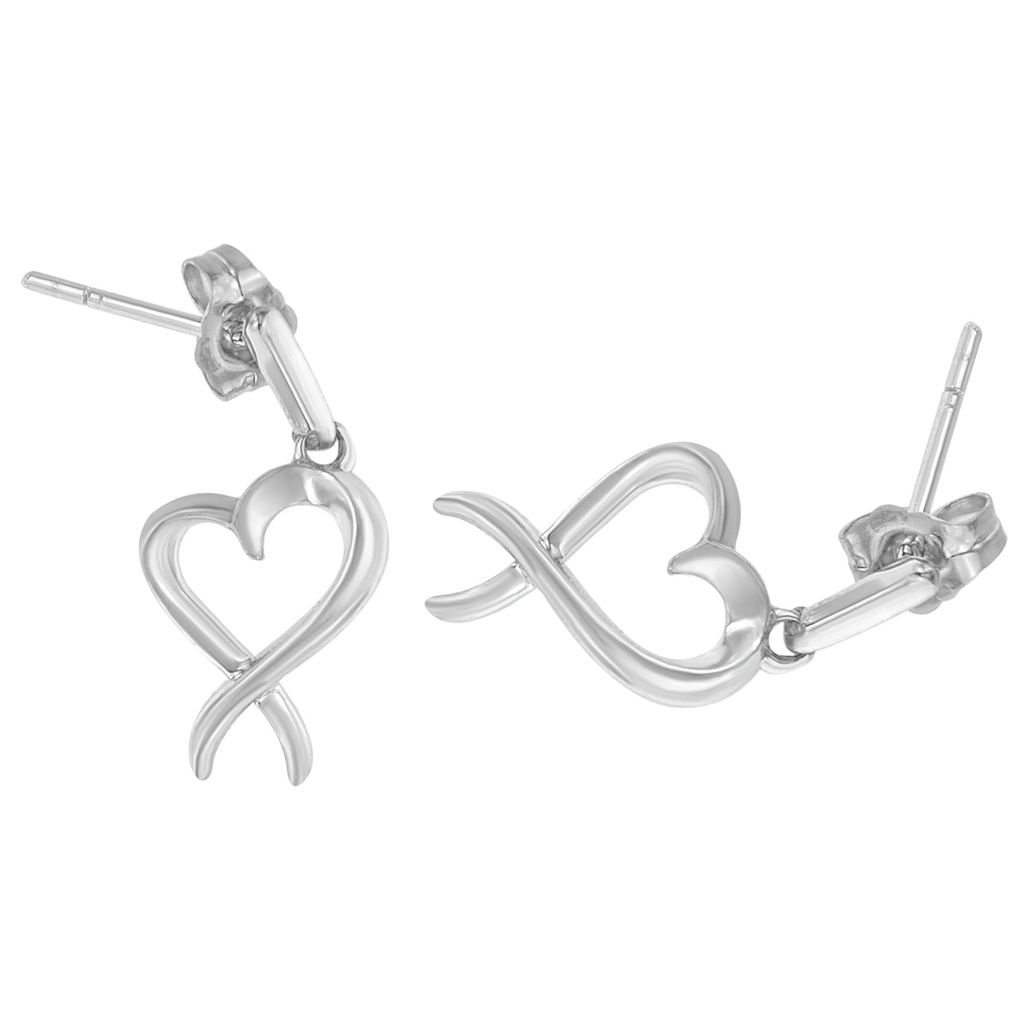 Haus of Brilliance Sterling Silver Dangle-Heart Earrings