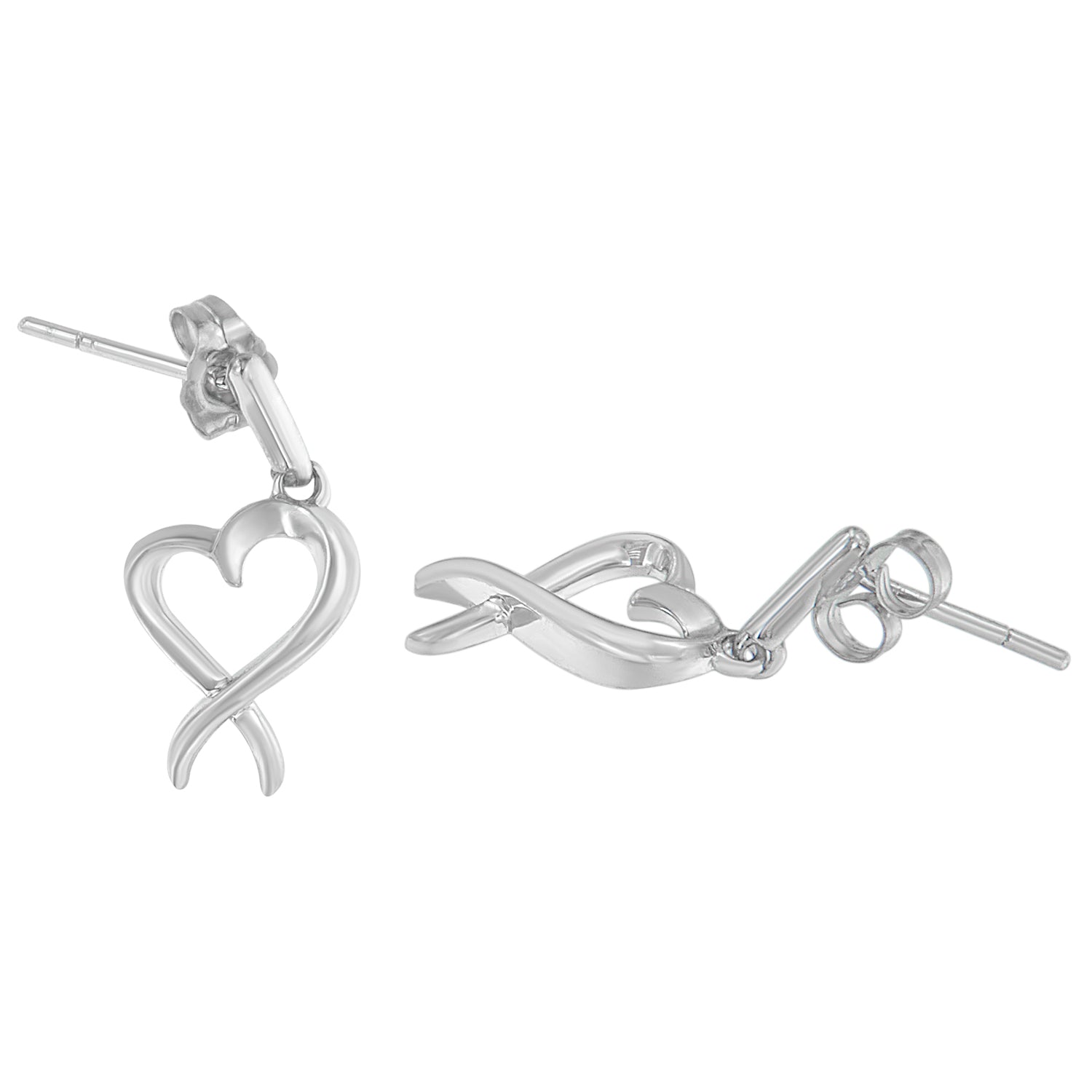 Haus of Brilliance Sterling Silver Dangle-Heart Earrings
