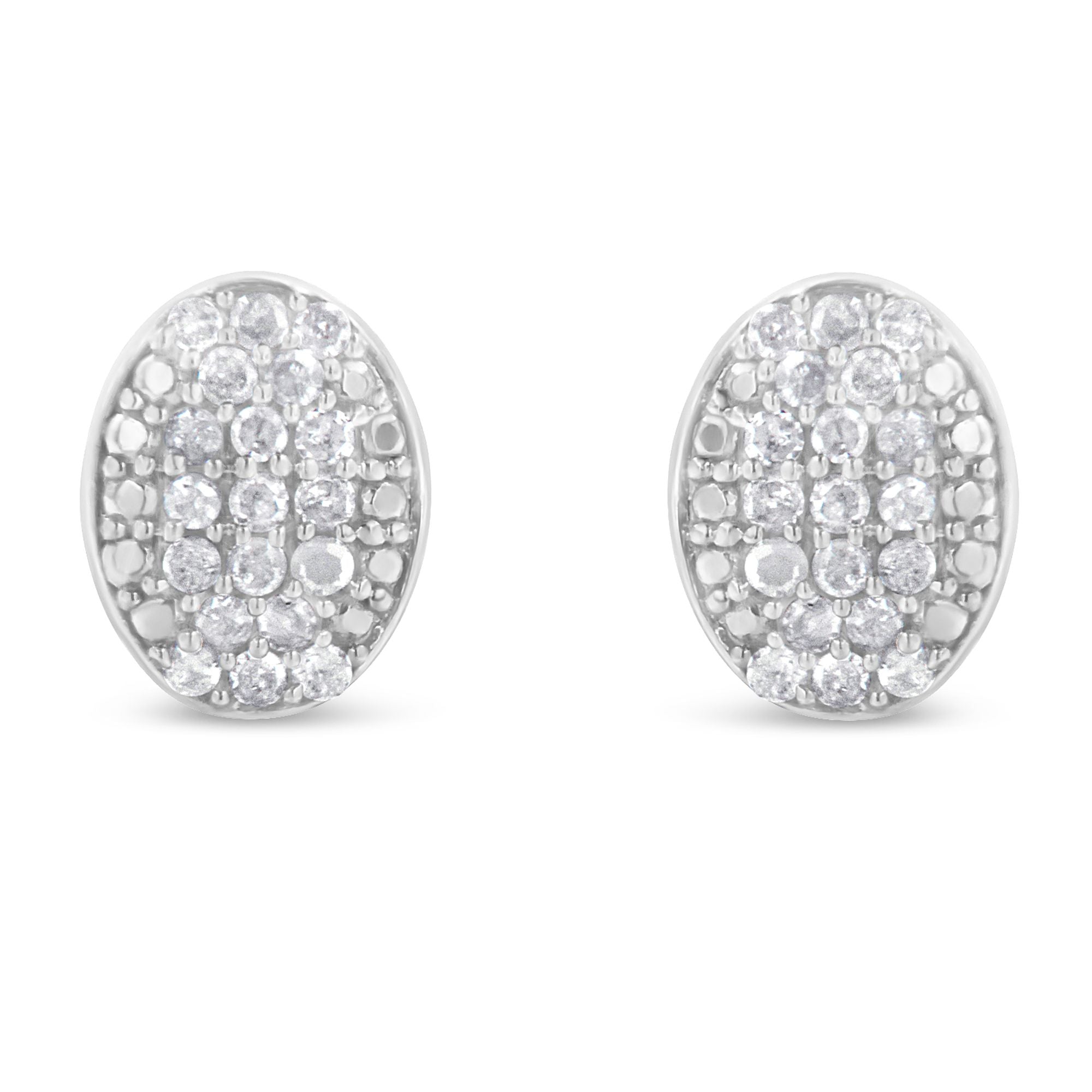 Haus of brilliance Sterling Silver Round Diamond Oval Cluster Earrings (1/2 cttw, I-J Color, I2-I3 Clarity)