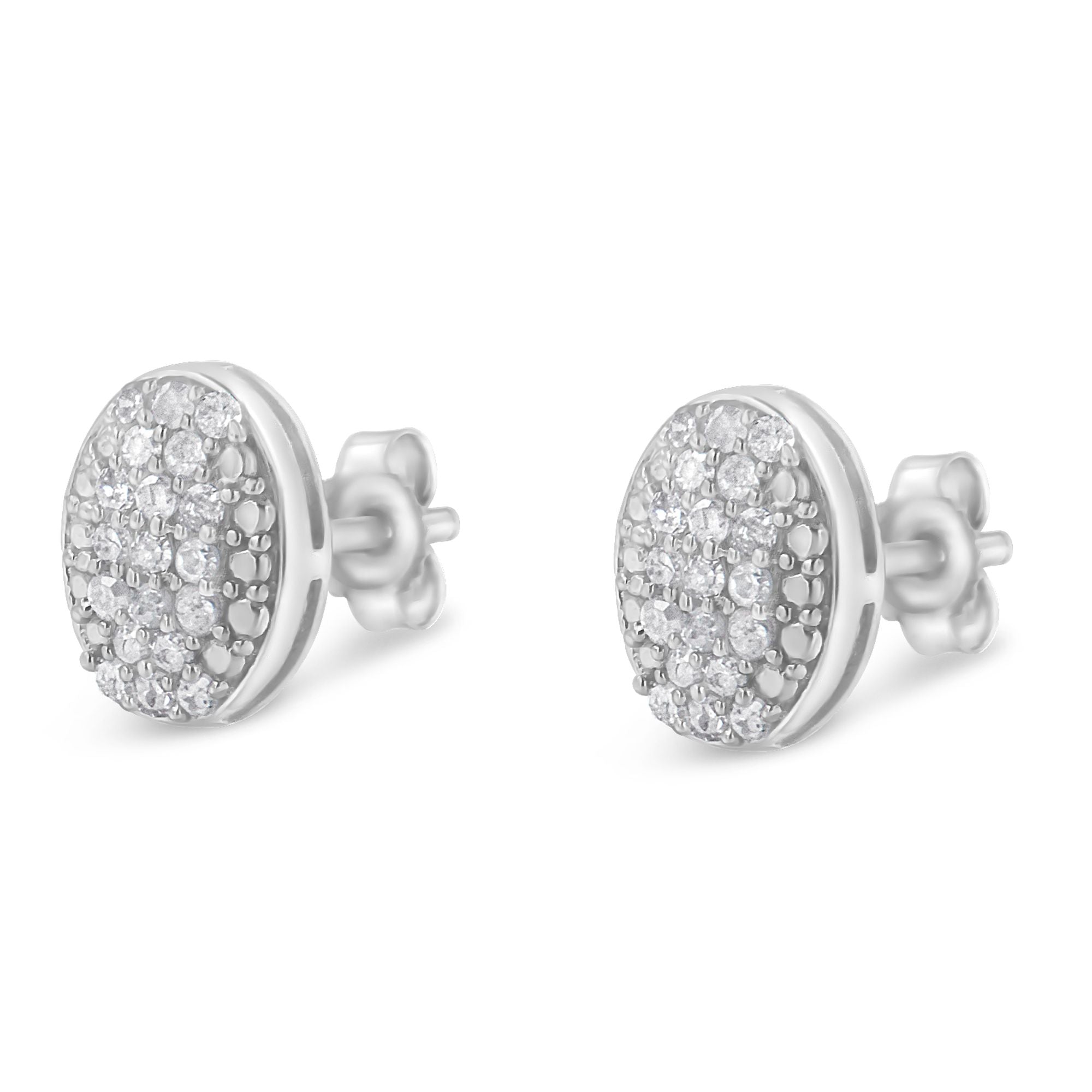 Haus of brilliance Sterling Silver Round Diamond Oval Cluster Earrings (1/2 cttw, I-J Color, I2-I3 Clarity)
