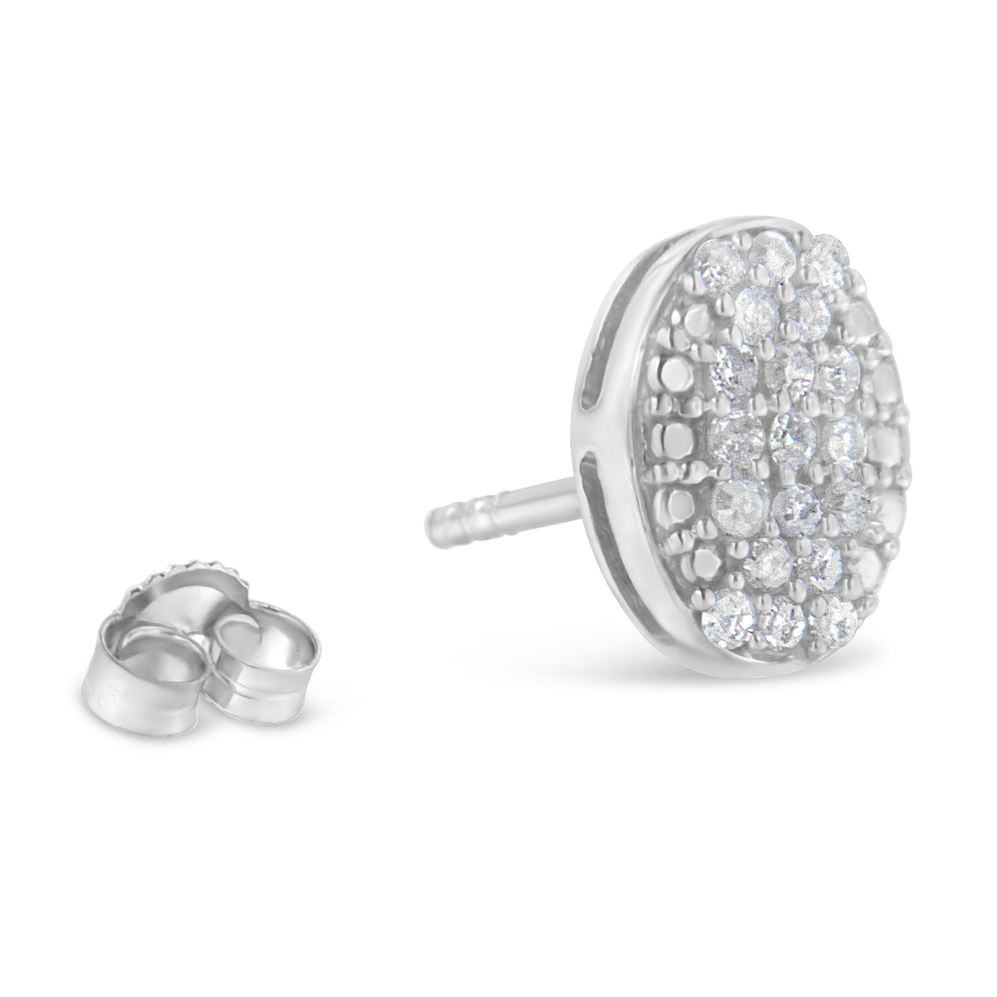 Haus of brilliance Sterling Silver Round Diamond Oval Cluster Earrings (1/2 cttw, I-J Color, I2-I3 Clarity)