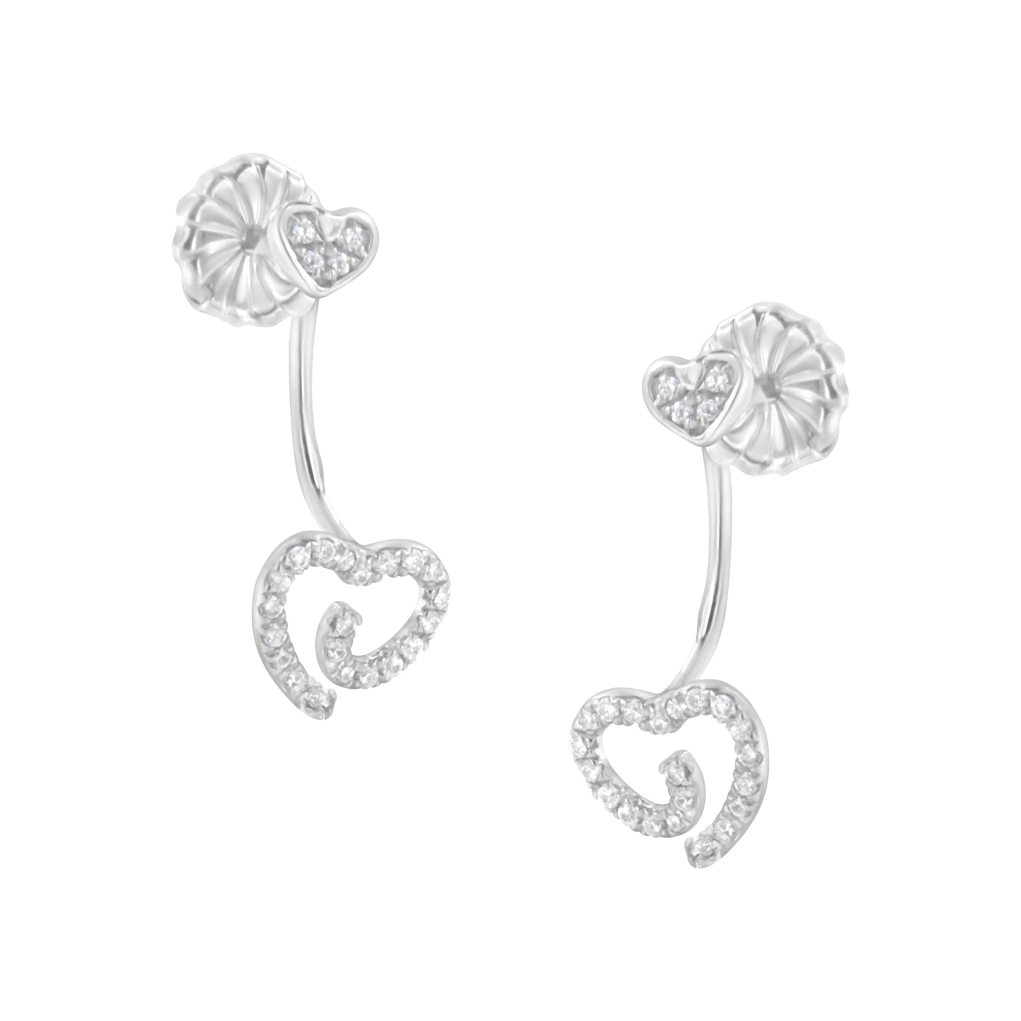 Haus of Brilliance .925 Sterling Silver 1/4 Cttw Diamond Swirl Heart Front/Back Earrings (I-J Color, I2-I3 Clarity)