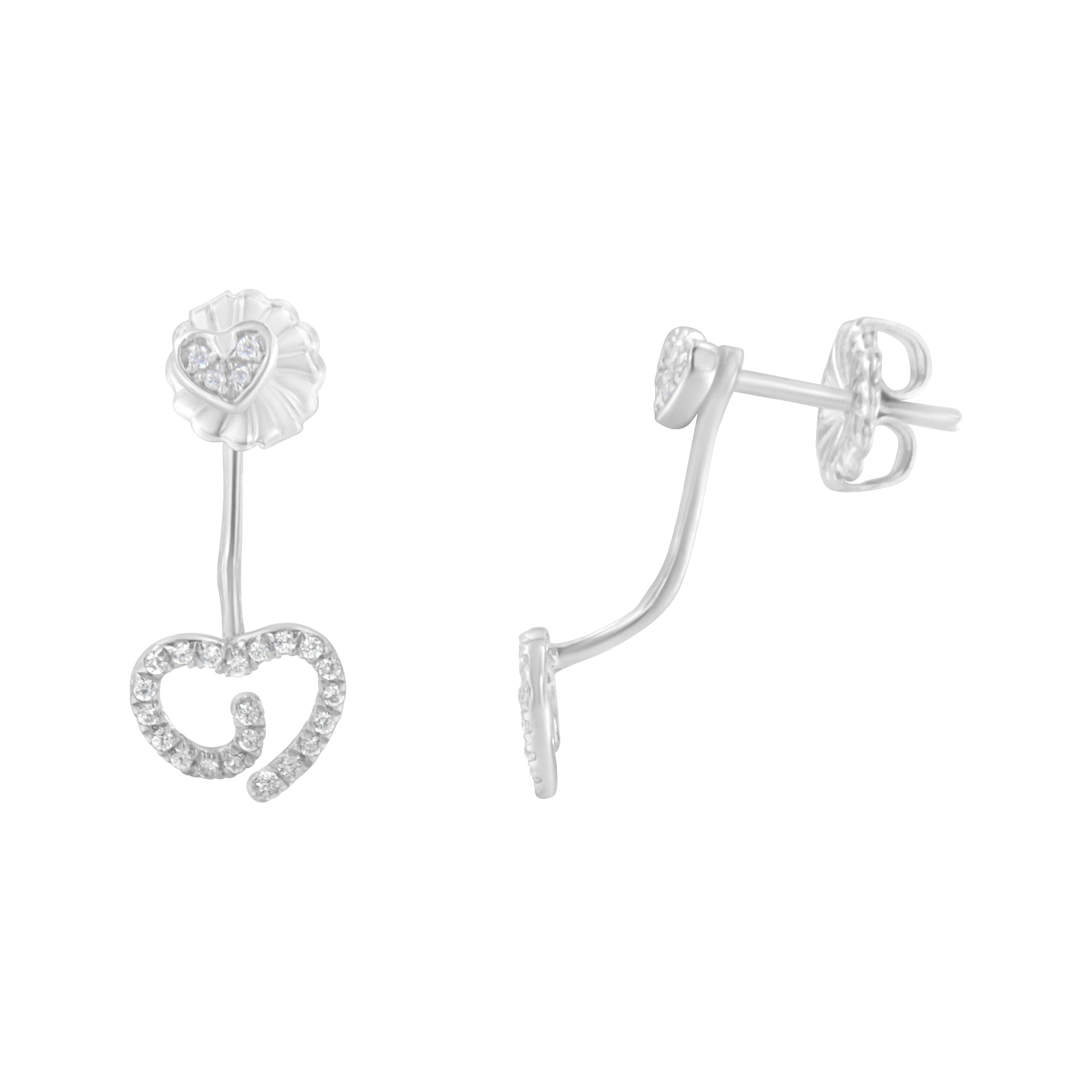 Haus of Brilliance .925 Sterling Silver 1/4 Cttw Diamond Swirl Heart Front/Back Earrings (I-J Color, I2-I3 Clarity)