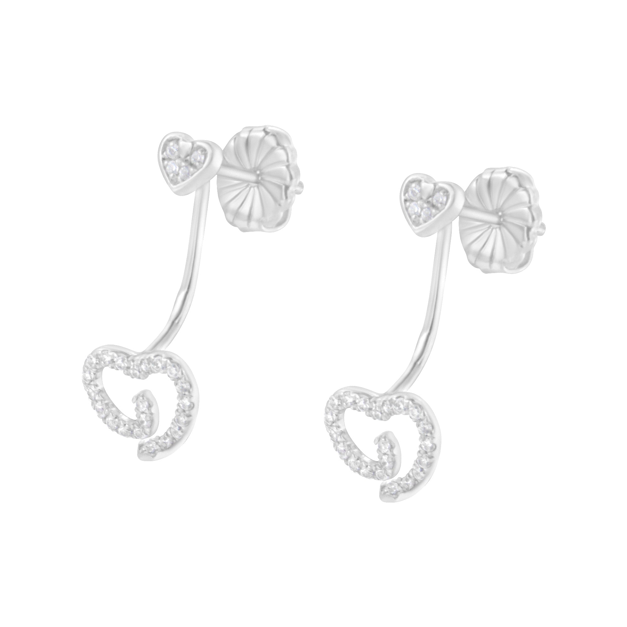 Haus of Brilliance .925 Sterling Silver 1/4 Cttw Diamond Swirl Heart Front/Back Earrings (I-J Color, I2-I3 Clarity)