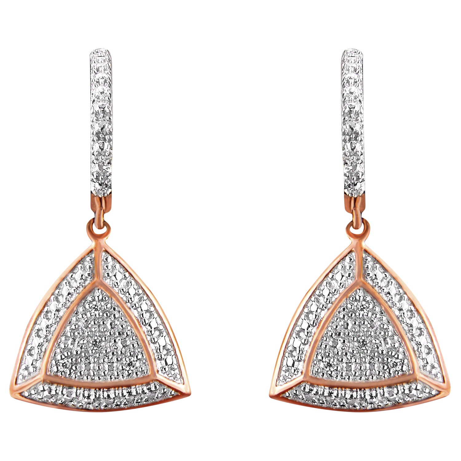 Haus of Brilliance Rose Gold Plated Sterling Silver Round Cut Diamond Fashion Dangle Earrings (0.03 cttw, H-I Color, I2-I3 Clarity)