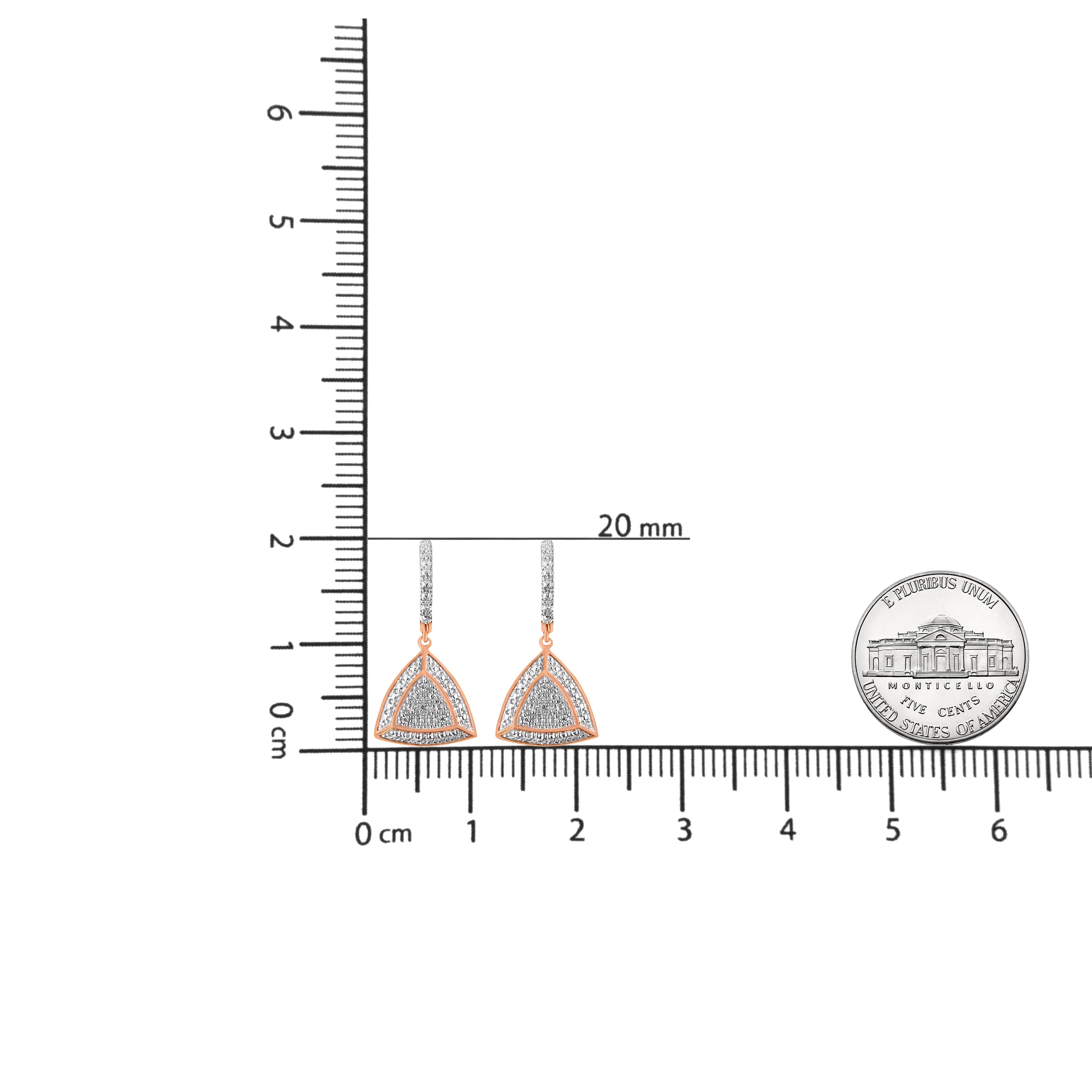 Haus of Brilliance Rose Gold Plated Sterling Silver Round Cut Diamond Fashion Dangle Earrings (0.03 cttw, H-I Color, I2-I3 Clarity)