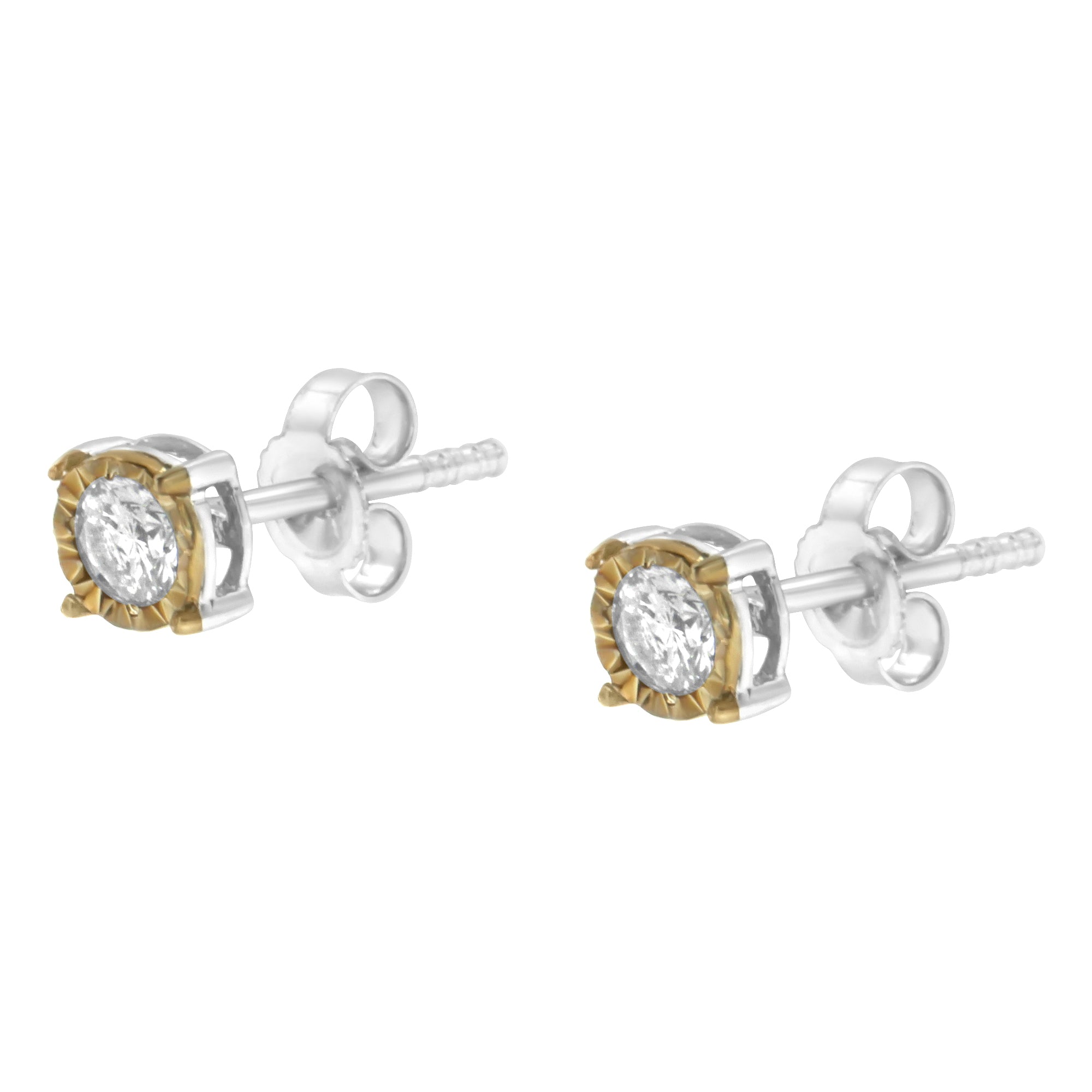 Haus of Brilliance 10K Two-Tone Yellow & White Gold over .925 Sterling Silver 0.40 Cttw Round Diamond Miracle-Set Stud Earrings (K-L Color, I2-I3 Clarity)