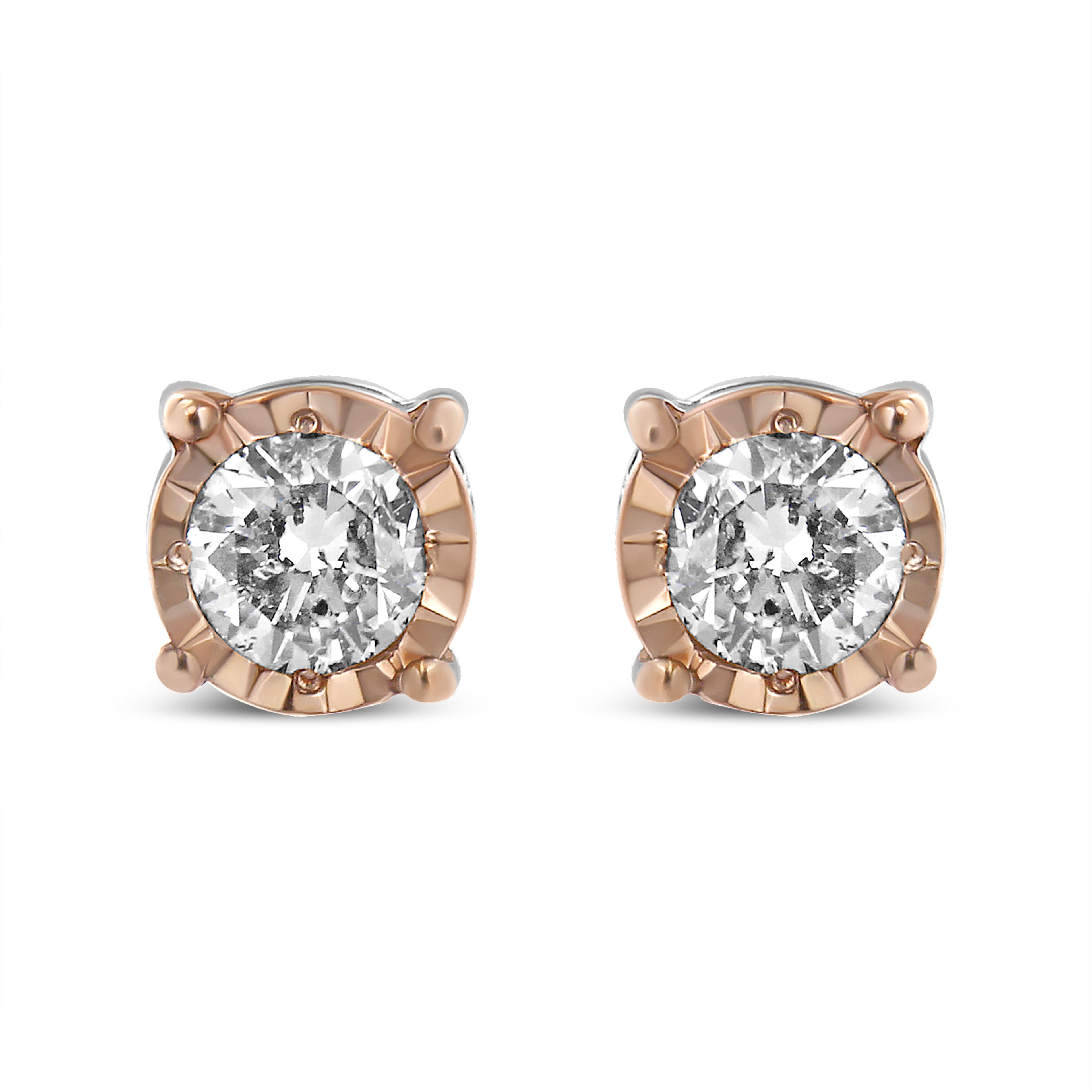 Haus of Brilliance 10K Two-Tone Yellow & White Gold over .925 Sterling Silver 0.40 Cttw Round Diamond Miracle-Set Stud Earrings (K-L Color, I2-I3 Clarity)