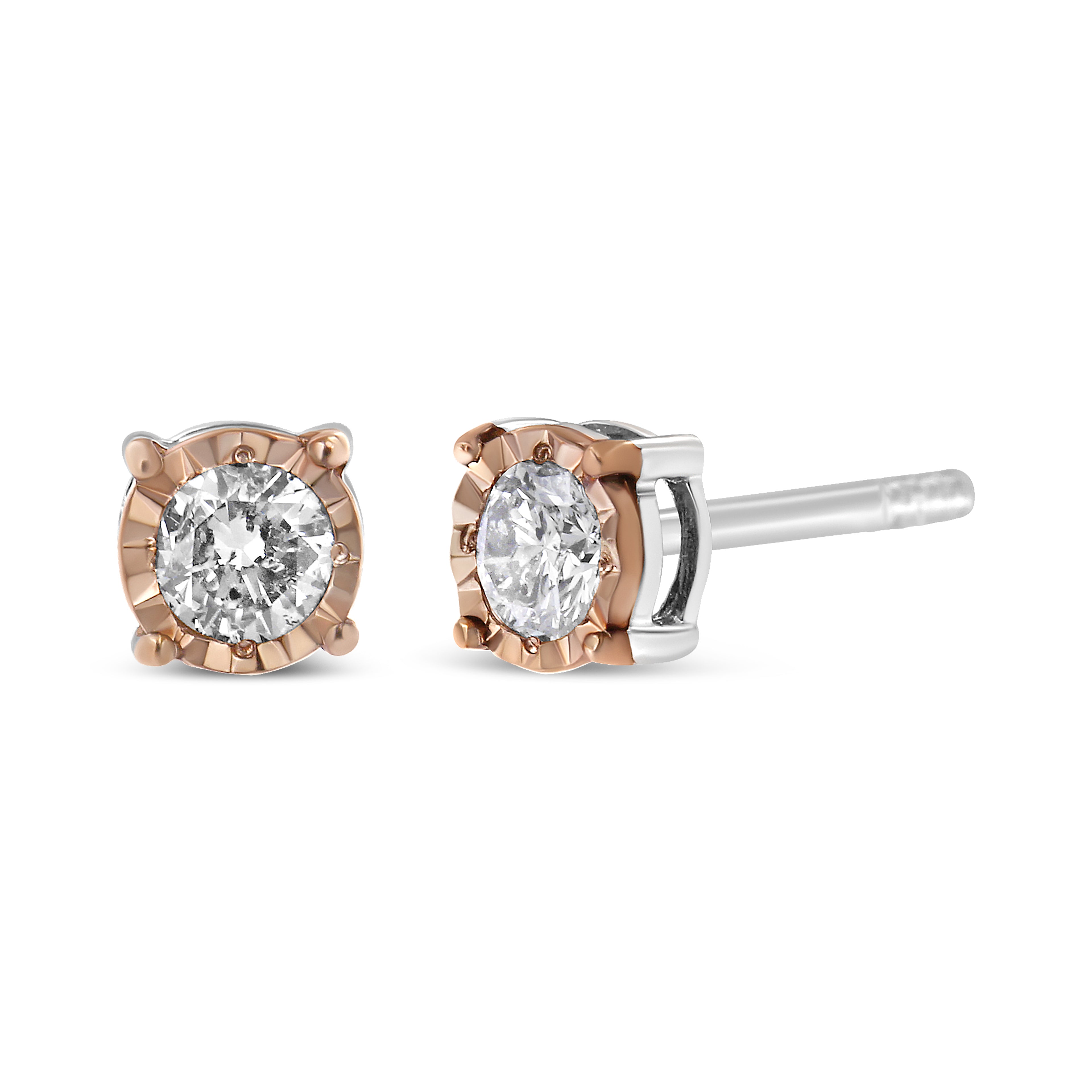 Haus of Brilliance 10K Two-Tone Yellow & White Gold over .925 Sterling Silver 0.40 Cttw Round Diamond Miracle-Set Stud Earrings (K-L Color, I2-I3 Clarity)