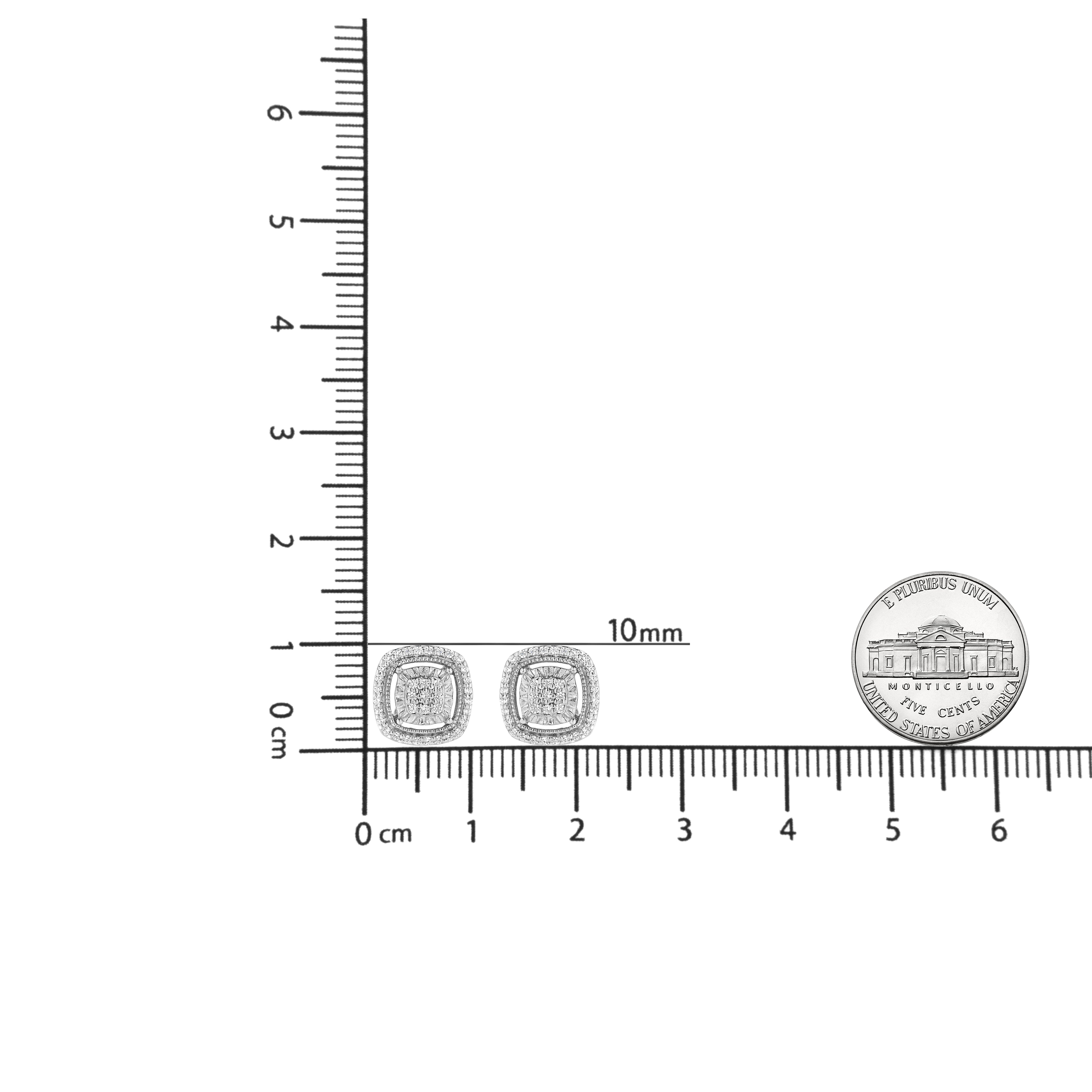 Haus of Brilliance .925 Sterling Silver 1/4 Cttw Prong Set Round-Cut Diamond Cluster in Square Frame Stud Earring (I-J Color, I2-I3 Clarity)