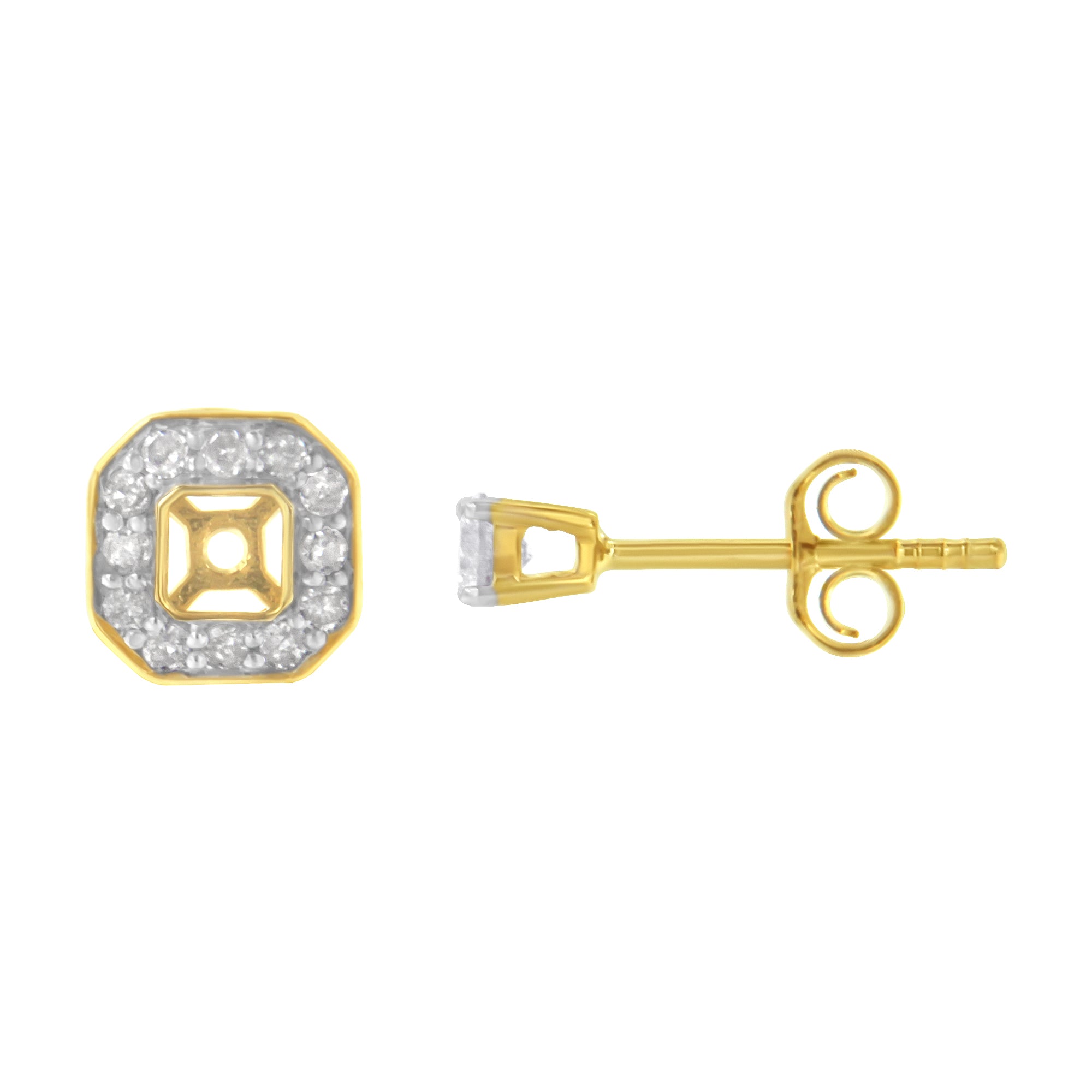 Haus of Brilliance 2 Micron 10KT Yellow Gold Plated Sterling Silver Diamond Square Stud Earrings (1/2 cttw, J-K Color, I2-3 Clarity)
