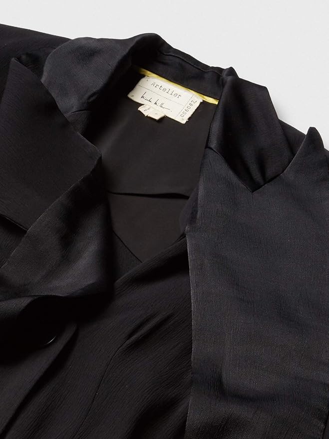 Nicole Miller NY Crepe Tie Long Sleeve Blazer - Black