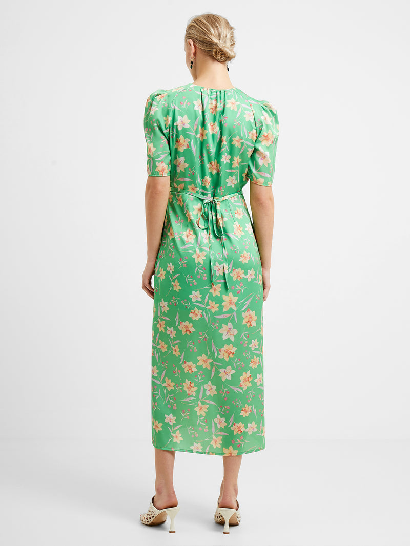 French Connection Camille Wrap Midi Dress - Floral - Green Multi/Poise Green
