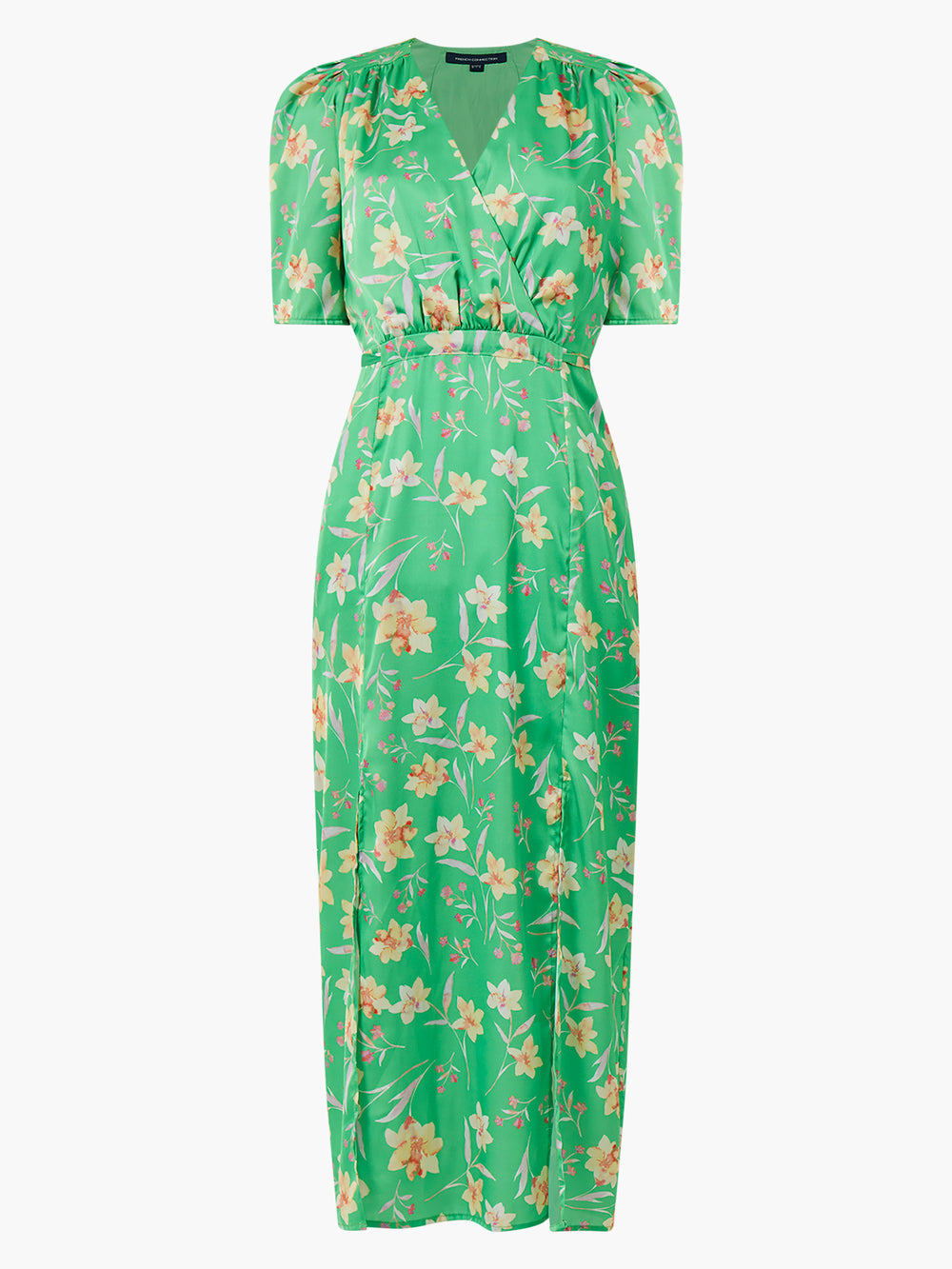 French Connection Camille Wrap Midi Dress - Floral - Green Multi/Poise Green