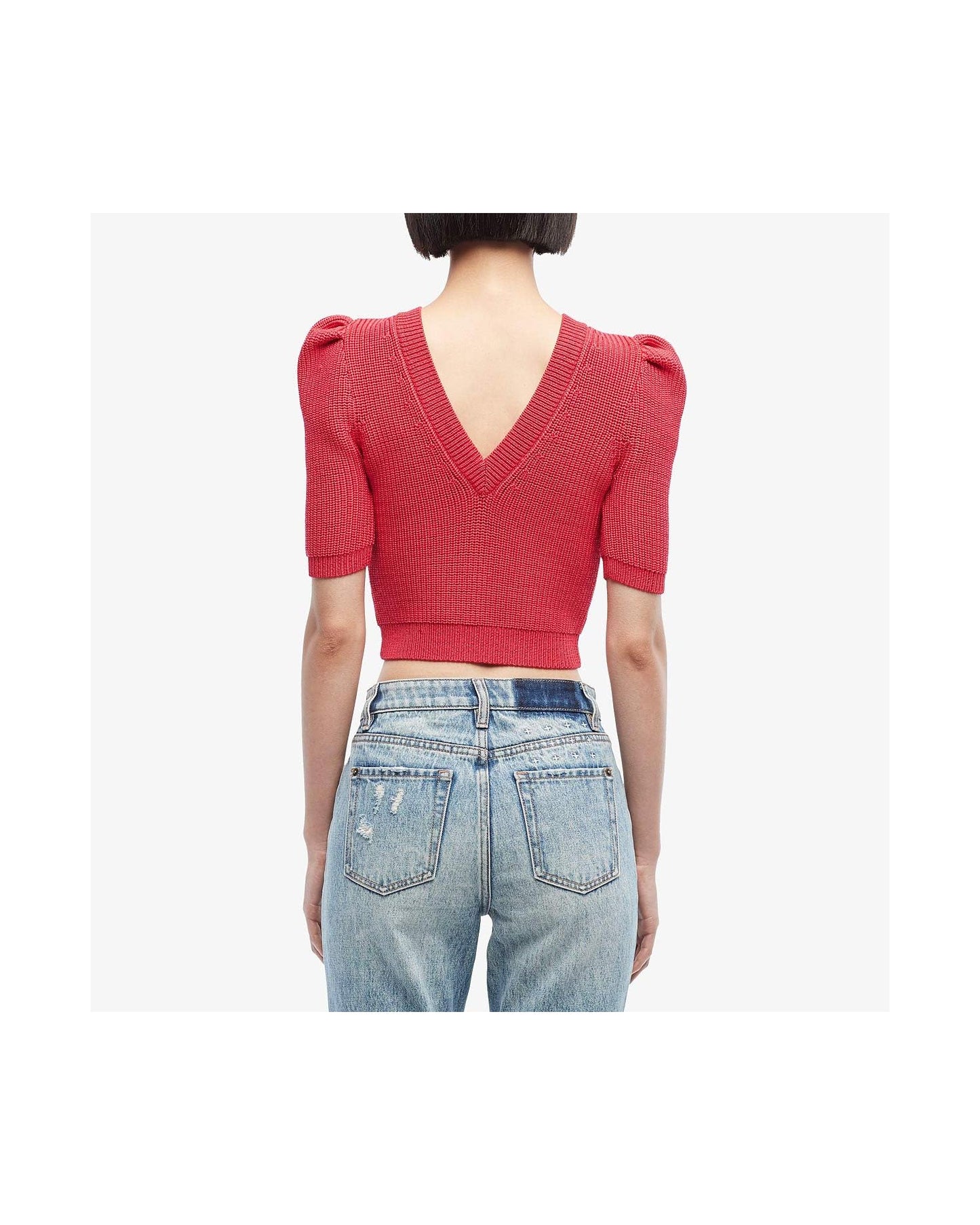 Cushnie Cropped Pleated Knit Top - /Pink - XL