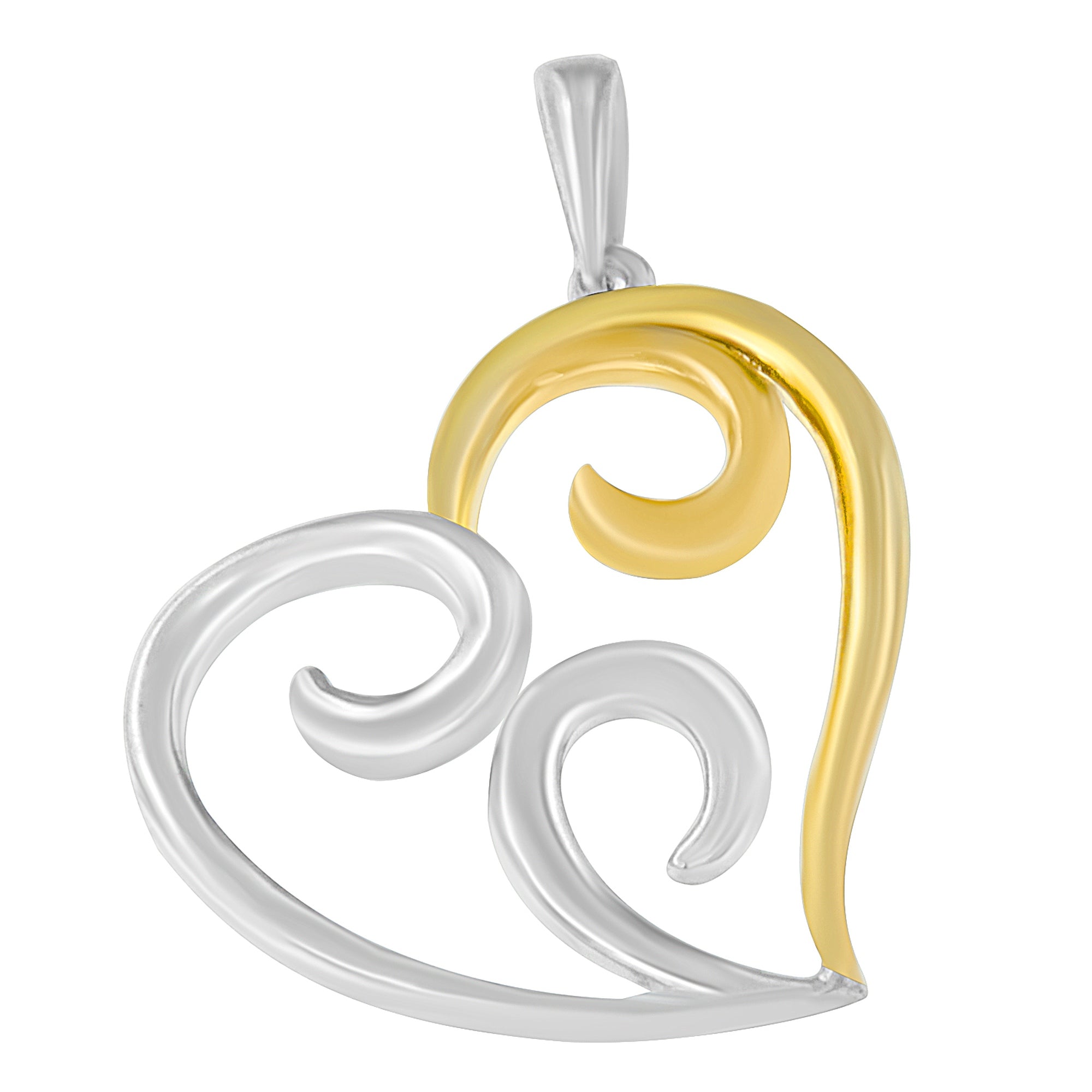 Haus of Brilliance 10K Yellow Gold Over .925 Sterling Silver Open Heart with Swirls 18" Box Chain Pendant Necklace