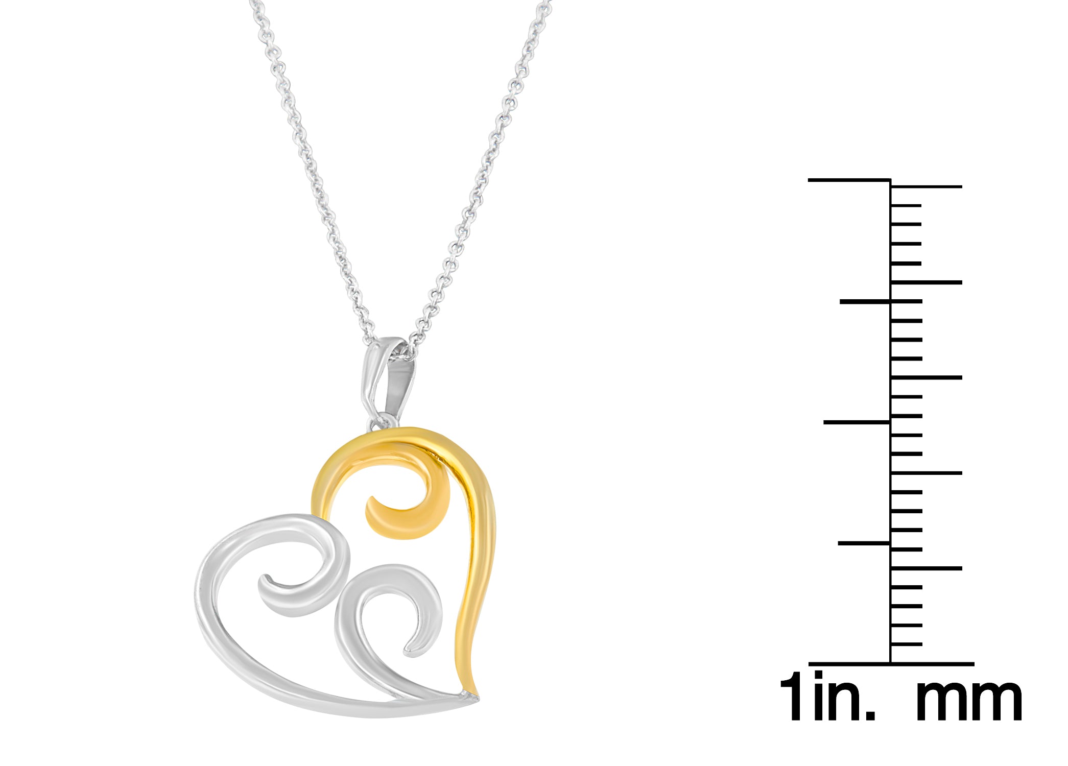 Haus of Brilliance 10K Yellow Gold Over .925 Sterling Silver Open Heart with Swirls 18" Box Chain Pendant Necklace