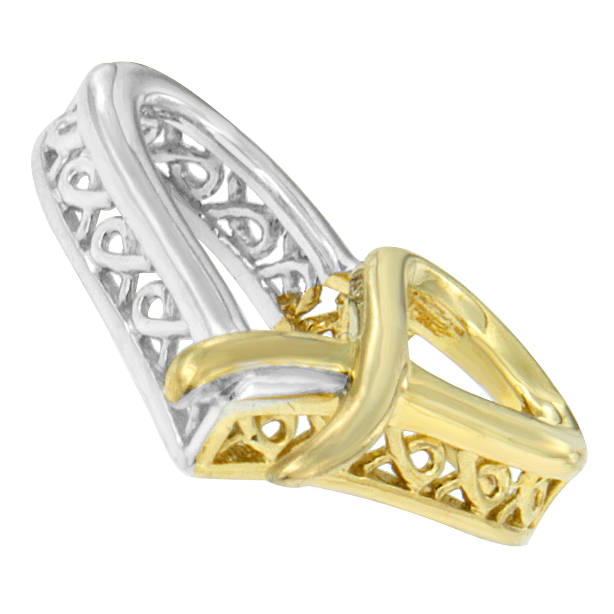 Haus of Brilliance Two-tone .925 Sterling Silver Heart-shaped Pendant Necklace