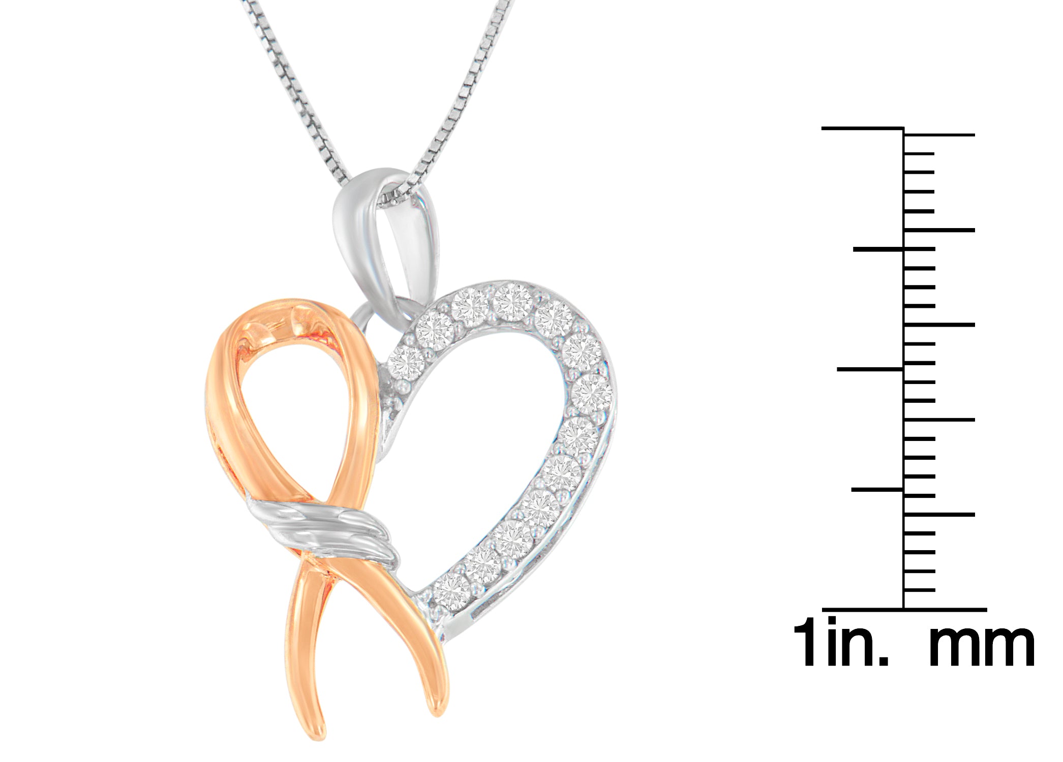 Haus of Brilliance Two-Toned .925 Sterling Silver 1/5 cttw Round Cut Diamond Ribbon Heart Accent Pendant Necklace (H-I, I2-I3)