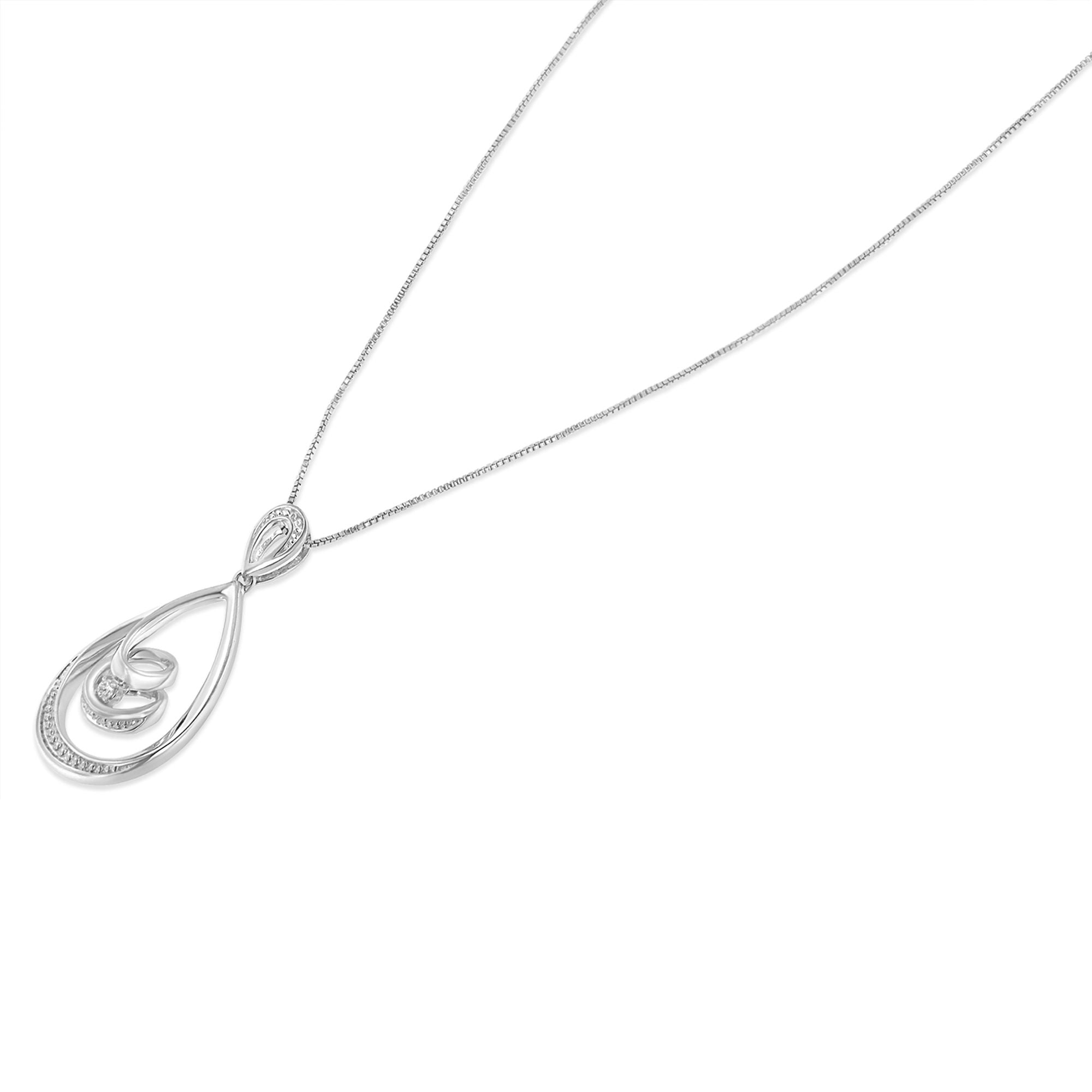 Haus of Brilliance Espira .925 Sterling Silver 1/25 cttw Diamond Accent Tear Drop Swirl Pendant Necklace (H-I, I2-I3)