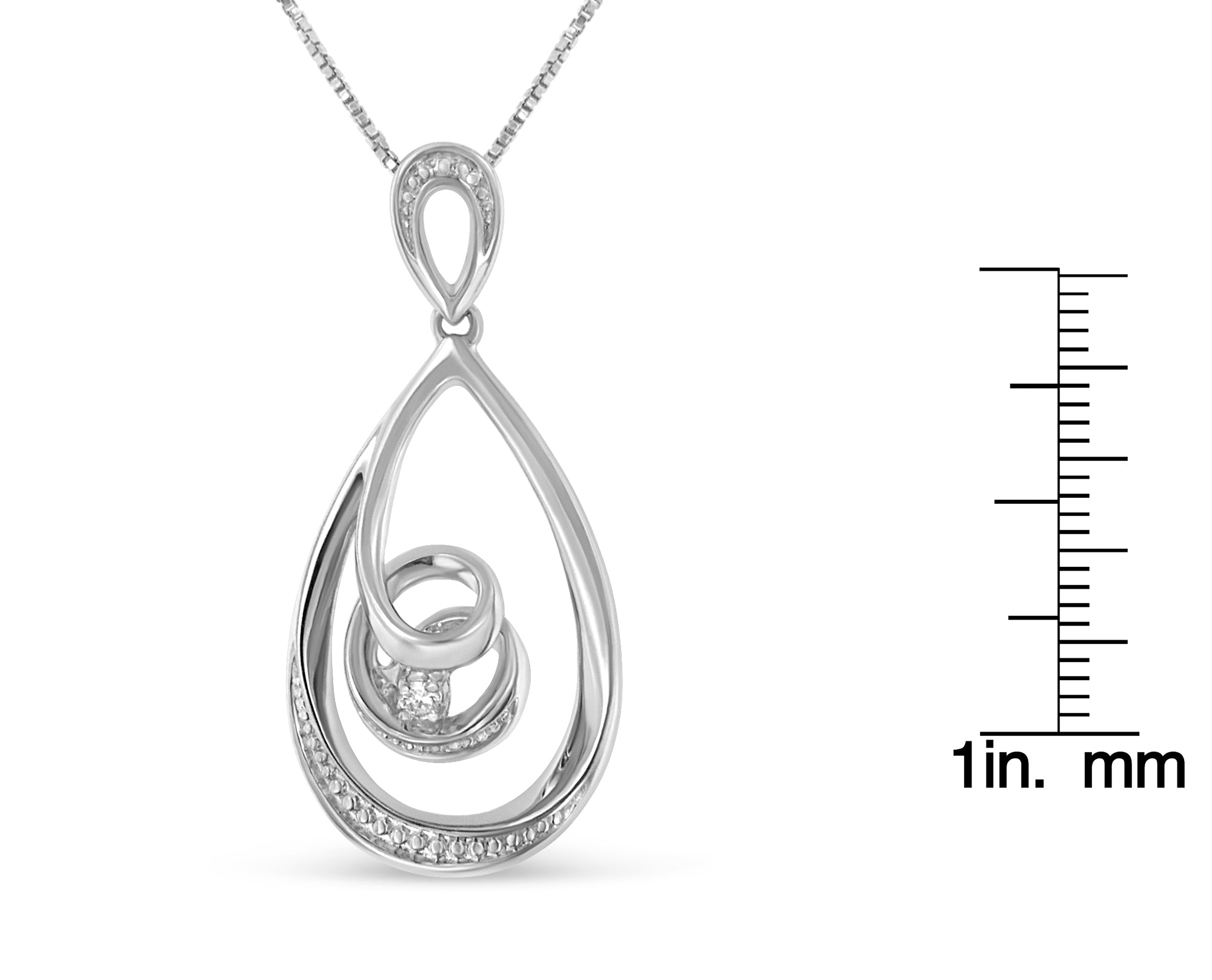 Haus of Brilliance Espira .925 Sterling Silver 1/25 cttw Diamond Accent Tear Drop Swirl Pendant Necklace (H-I, I2-I3)