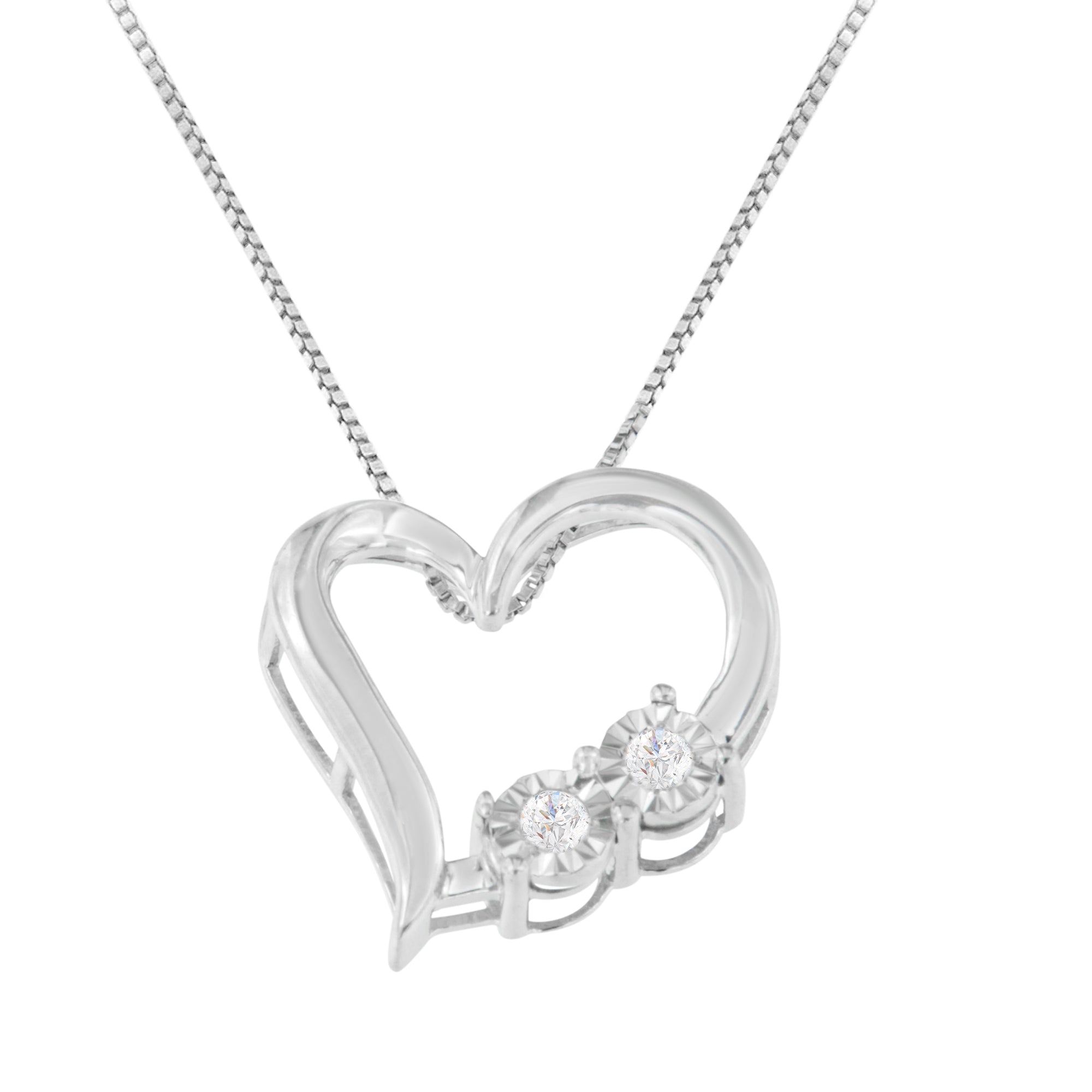 Haus of Brilliance .925 Sterling Silver 1/10 cttw Diamond Heart Pendant Necklace (I-J, I3)