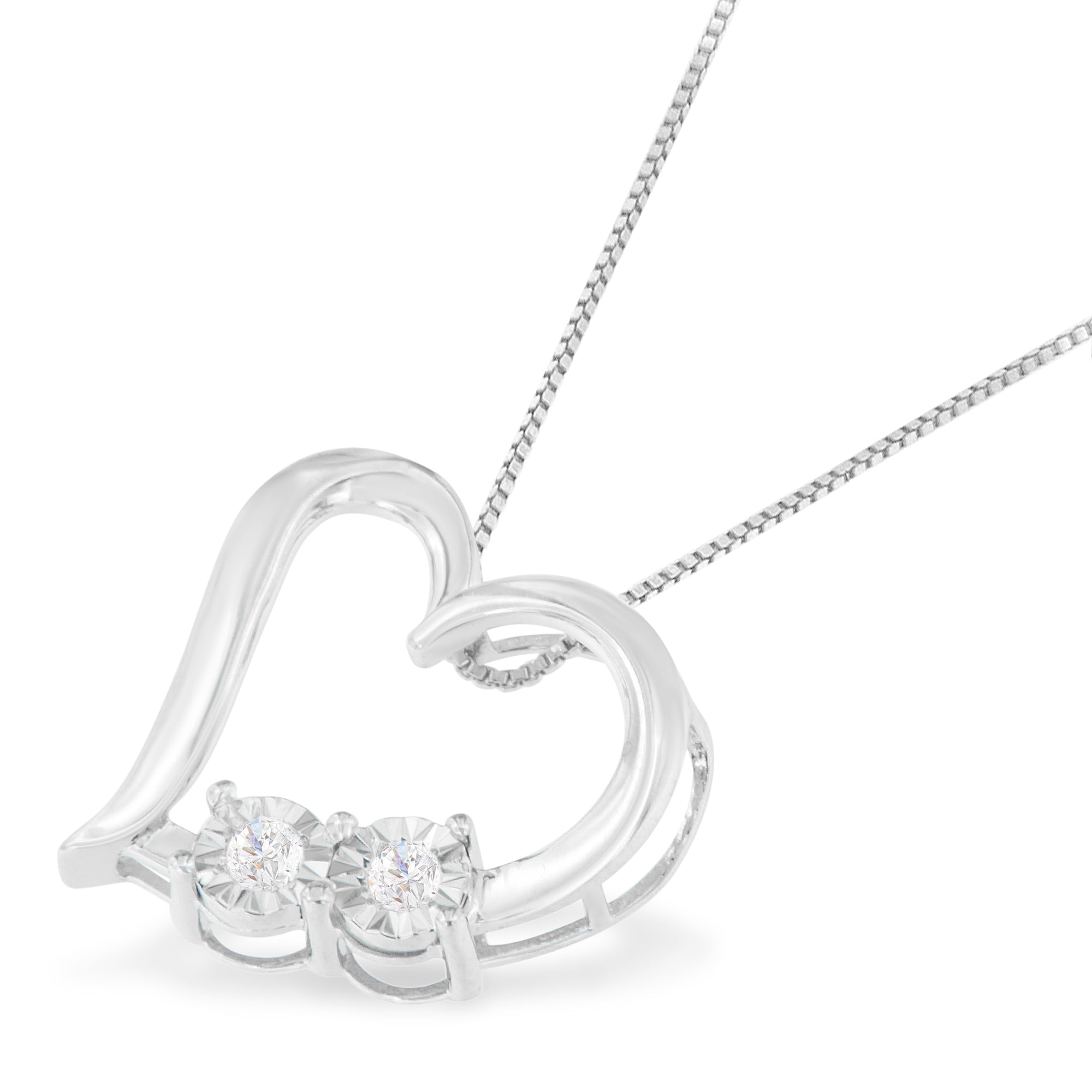 Haus of Brilliance .925 Sterling Silver 1/10 cttw Diamond Heart Pendant Necklace (I-J, I3)