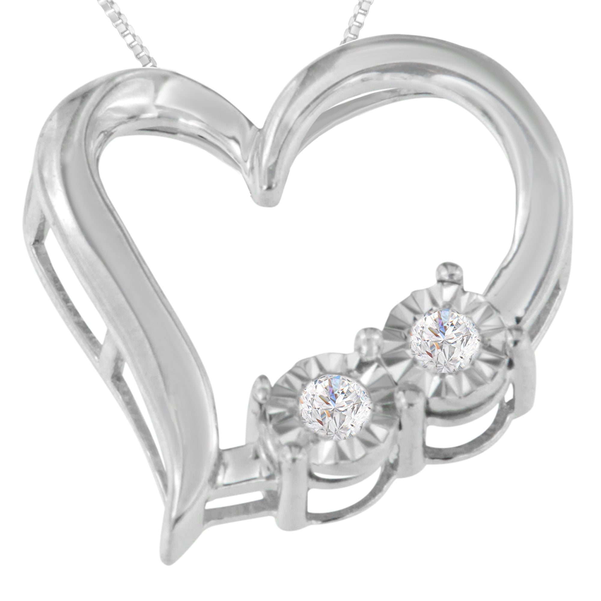 Haus of Brilliance .925 Sterling Silver 1/10 cttw Diamond Heart Pendant Necklace (I-J, I3)