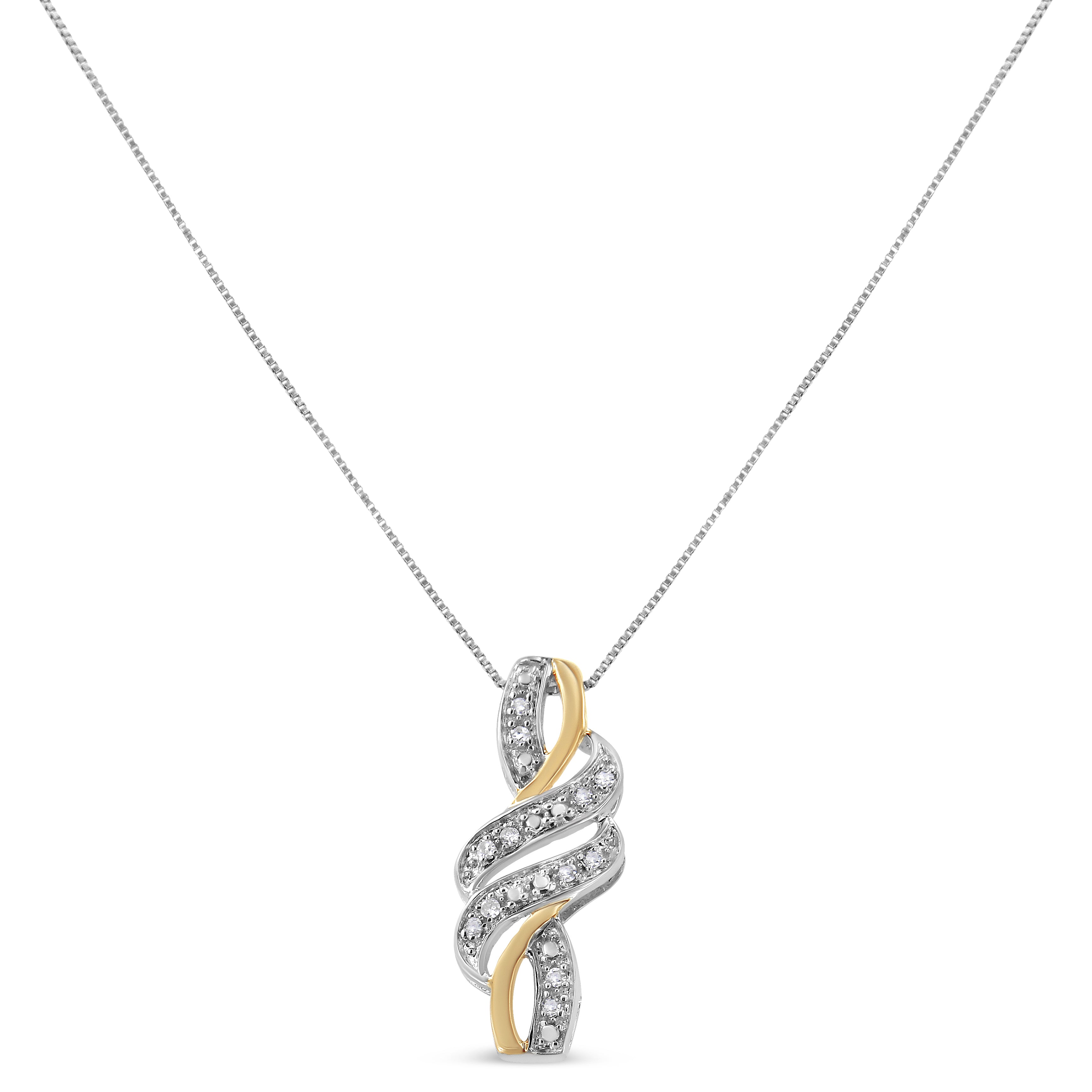 Haus of Brilliance 10K Yellow Gold Plated .925 Sterling Silver 1/20 cttw Round Cut Diamond Swirl Pendant Necklace (H-I Color, I2-I3 Clarity)