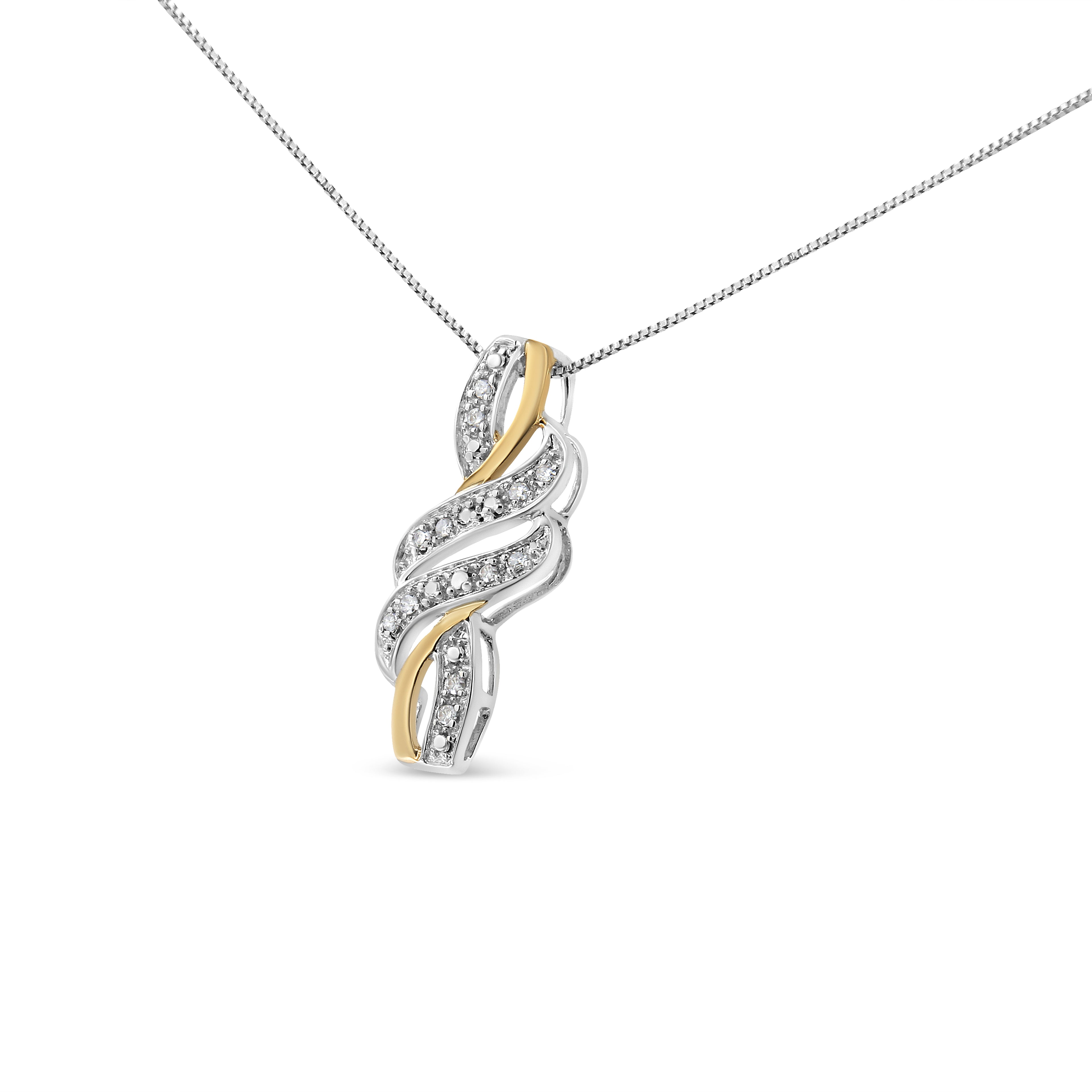 Haus of Brilliance 10K Yellow Gold Plated .925 Sterling Silver 1/20 cttw Round Cut Diamond Swirl Pendant Necklace (H-I Color, I2-I3 Clarity)