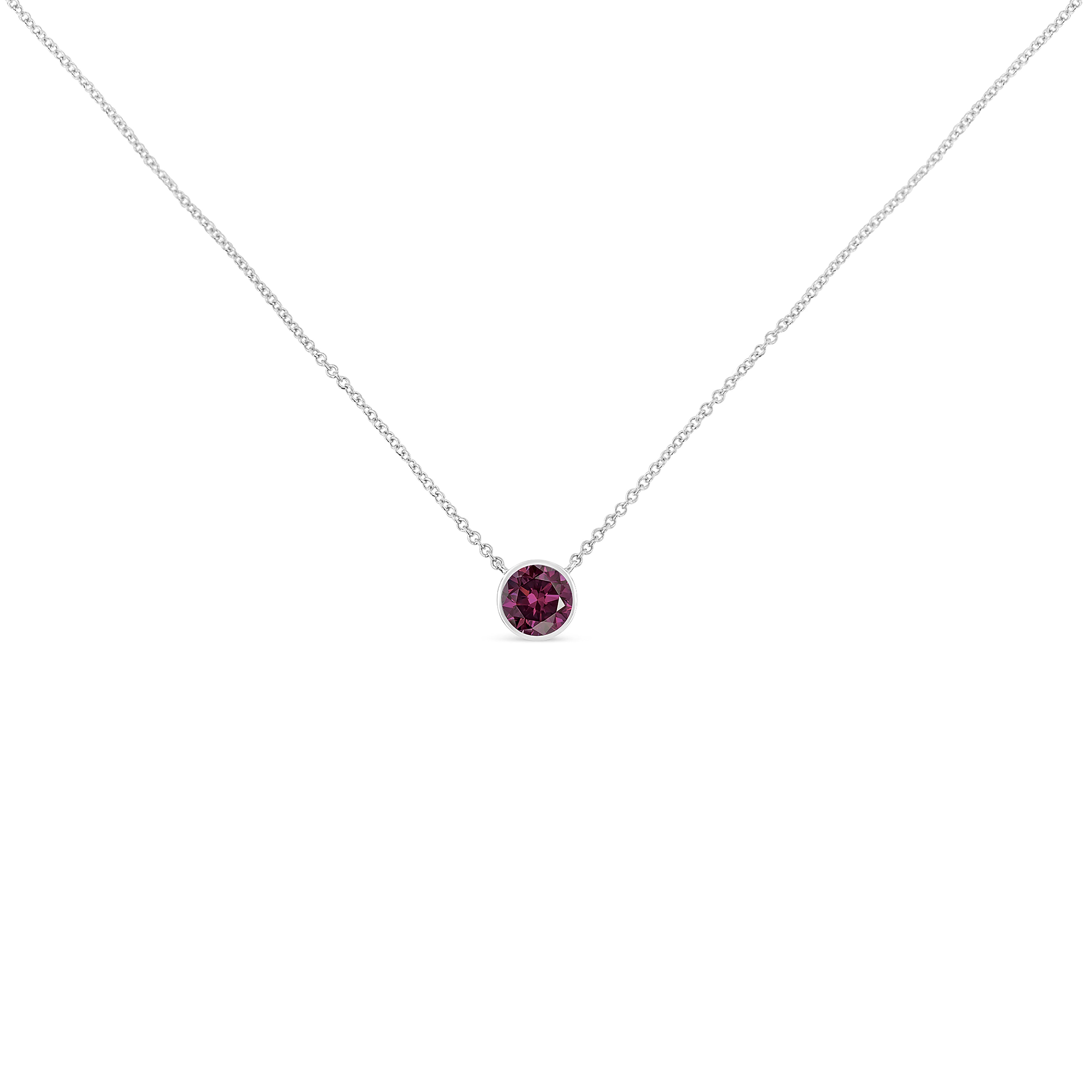 Haus of Brilliance .925 Sterling Silver Bezel Set 3.5mm Created Amethyst Gemstone Solitaire 18" Pendant Necklace