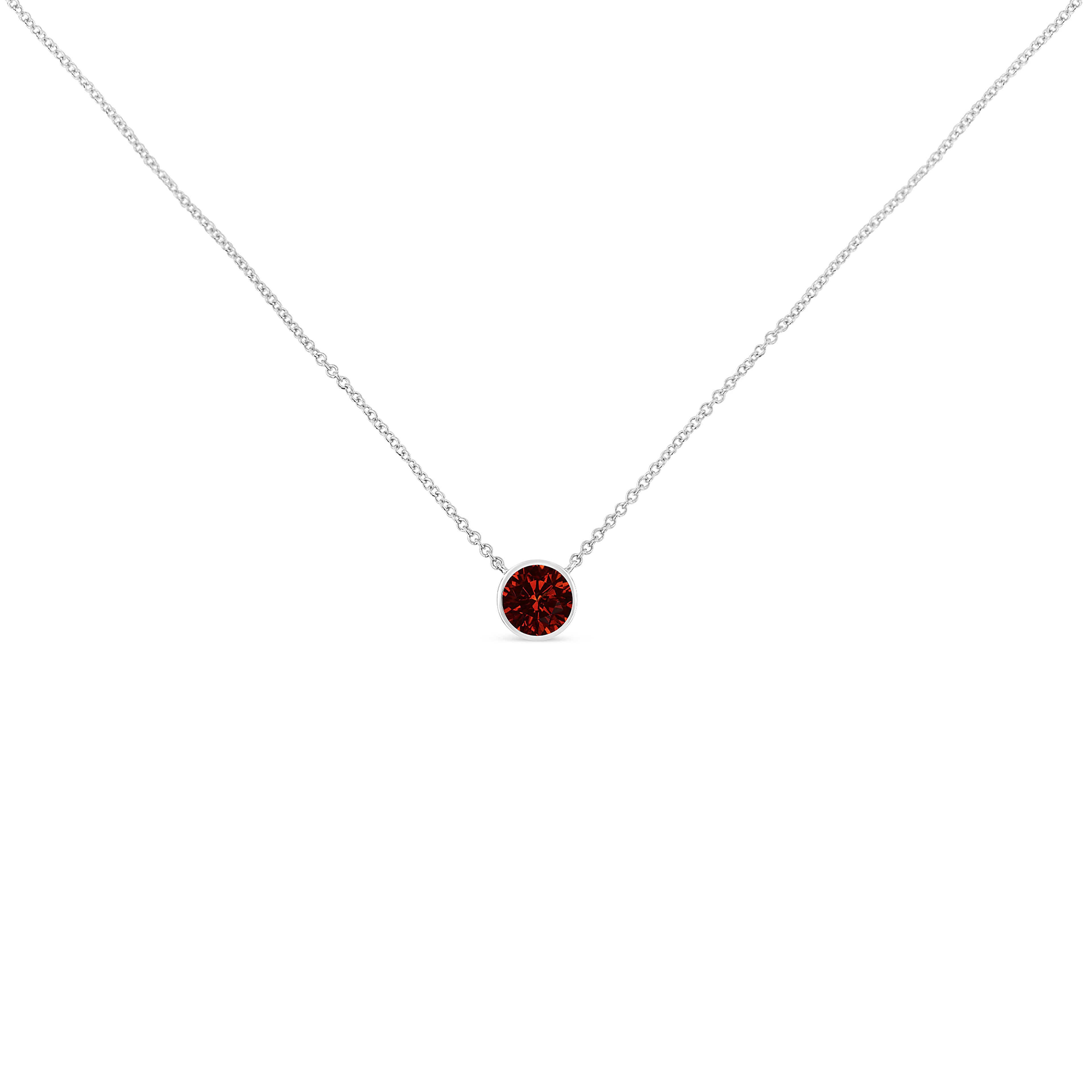 Haus of Brilliance .925 Sterling Silver Bezel Set 3.5mm Created Red Ruby Gemstone Solitaire 18" Pendant Necklace