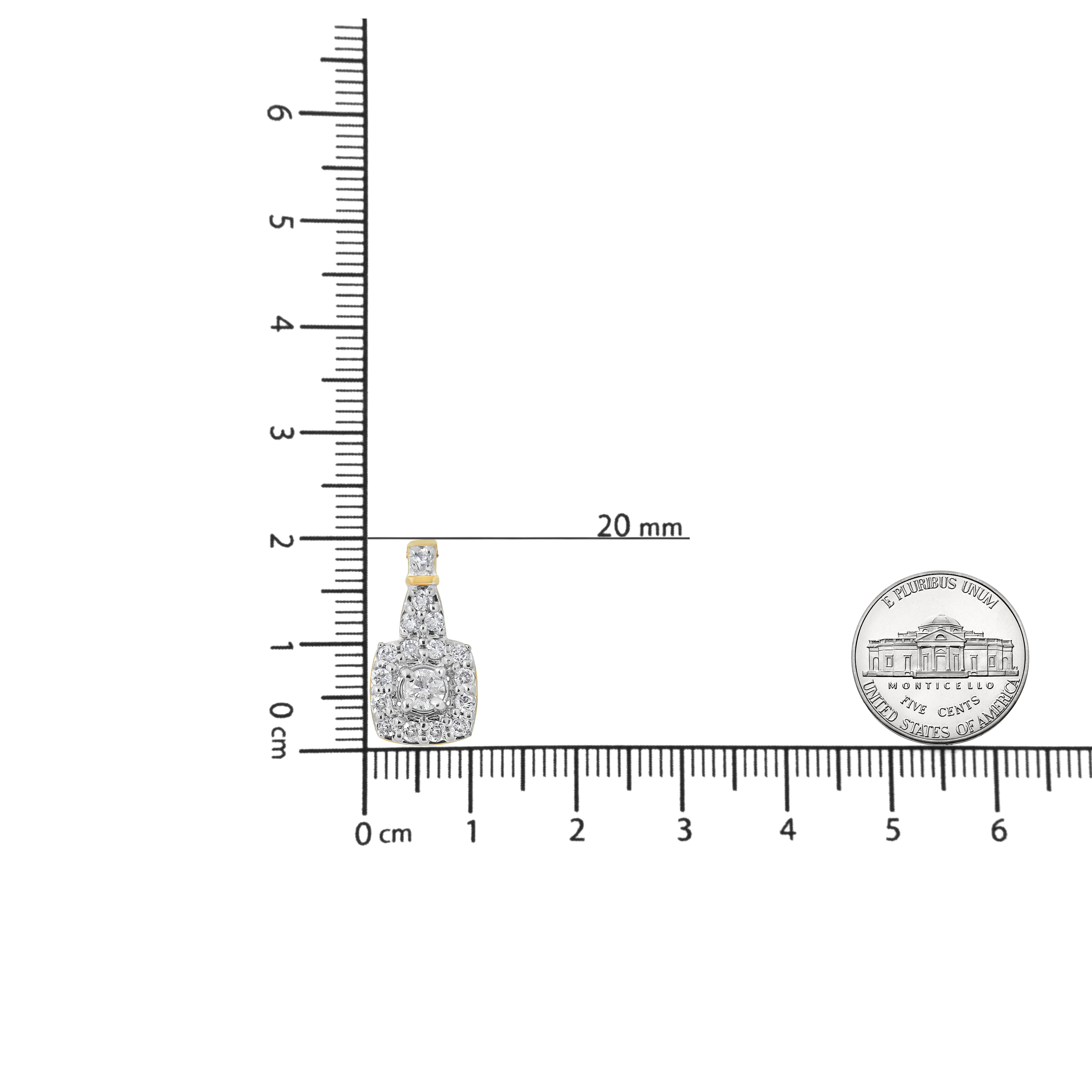 Haus of Brilliance 10K Yellow Gold Plated .925 Sterling Silver 1/4 Cttw Diamond Square Pendant Necklace (J-K Color, I1-I2 Clarity) - 18"