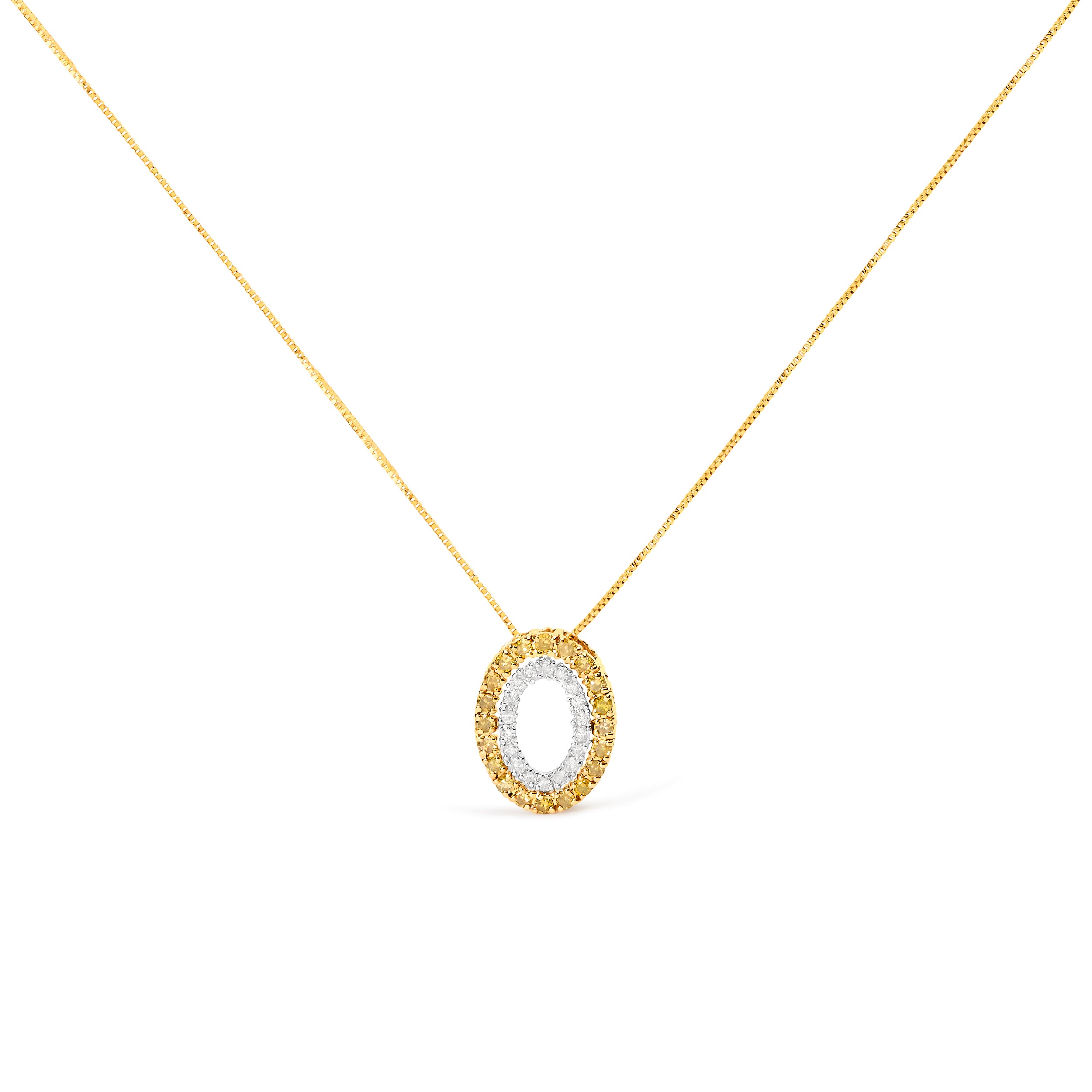 Haus of Brilliance 14K Yellow Gold Plated .925 Sterling Silver 1/2 Cttw Color Treated Diamond Double Oval Shape 18" Pendant Necklace (Yellow Color, I2-I3 Clarity)