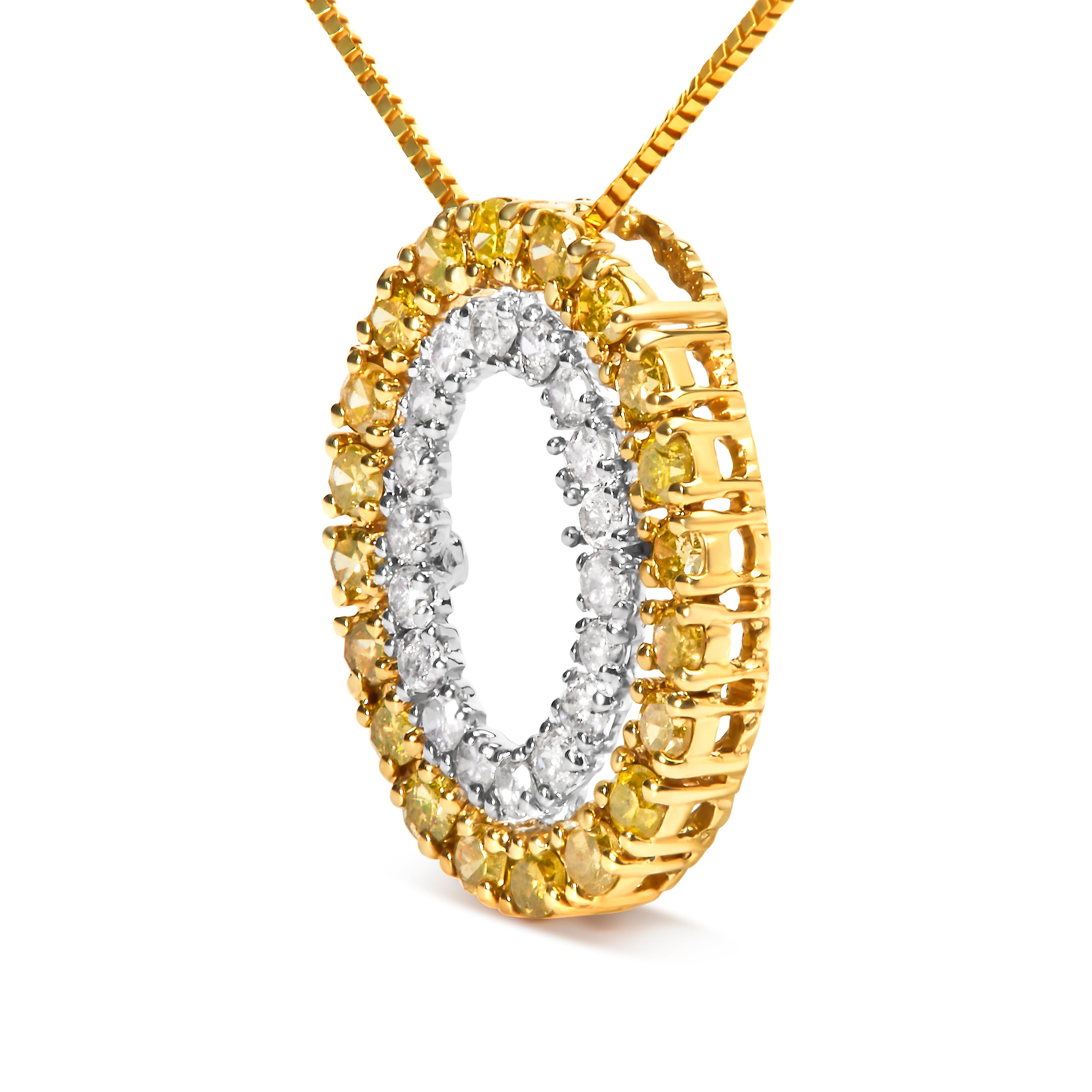 Haus of Brilliance 14K Yellow Gold Plated .925 Sterling Silver 1/2 Cttw Color Treated Diamond Double Oval Shape 18" Pendant Necklace (Yellow Color, I2-I3 Clarity)