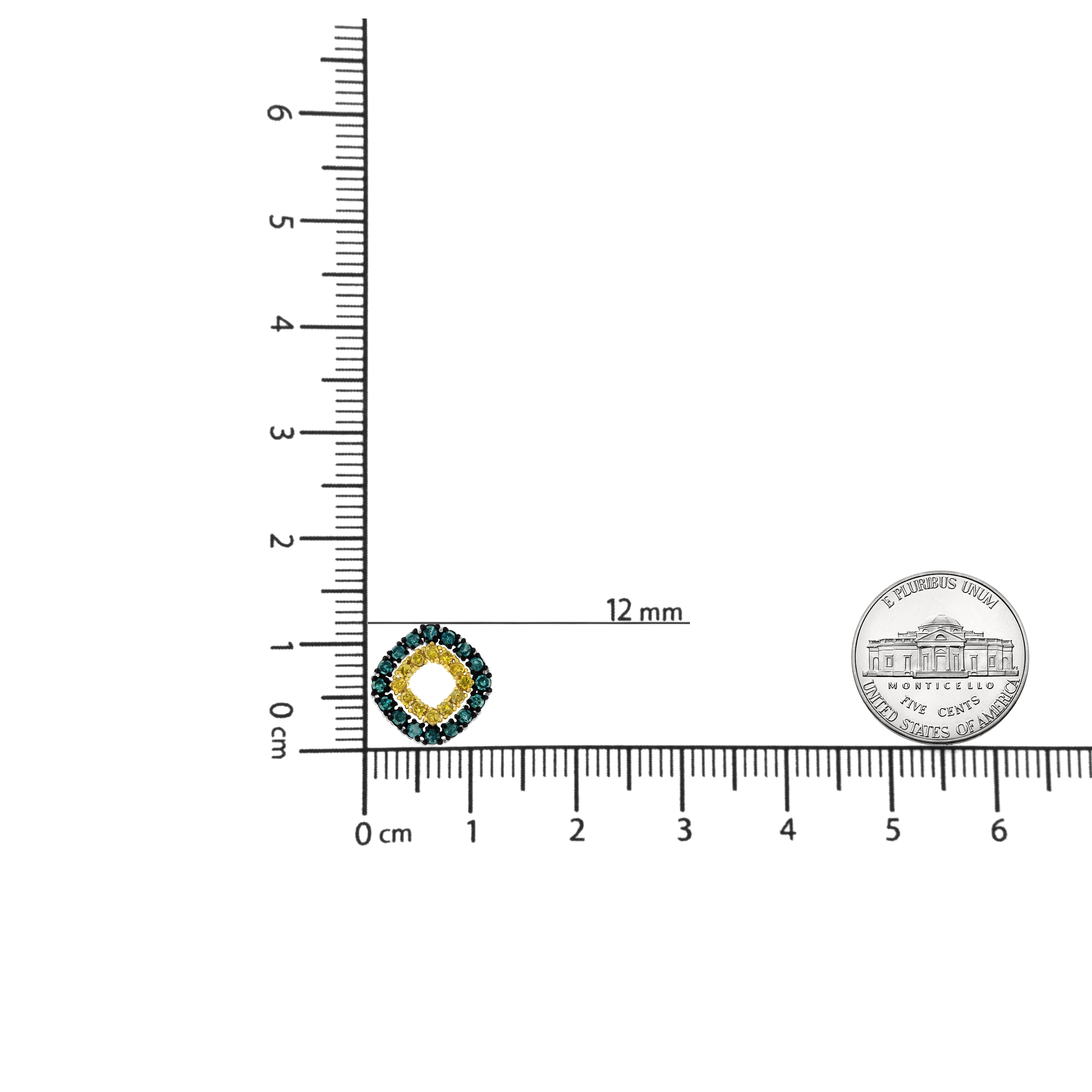 Haus of Brilliance .925 Sterling Silver 1/2 Cttw Treated Blue and Yellow Diamond Double Square 18" Pendant Necklace (Blue/Yellow Color, I2-I3 Clarity)