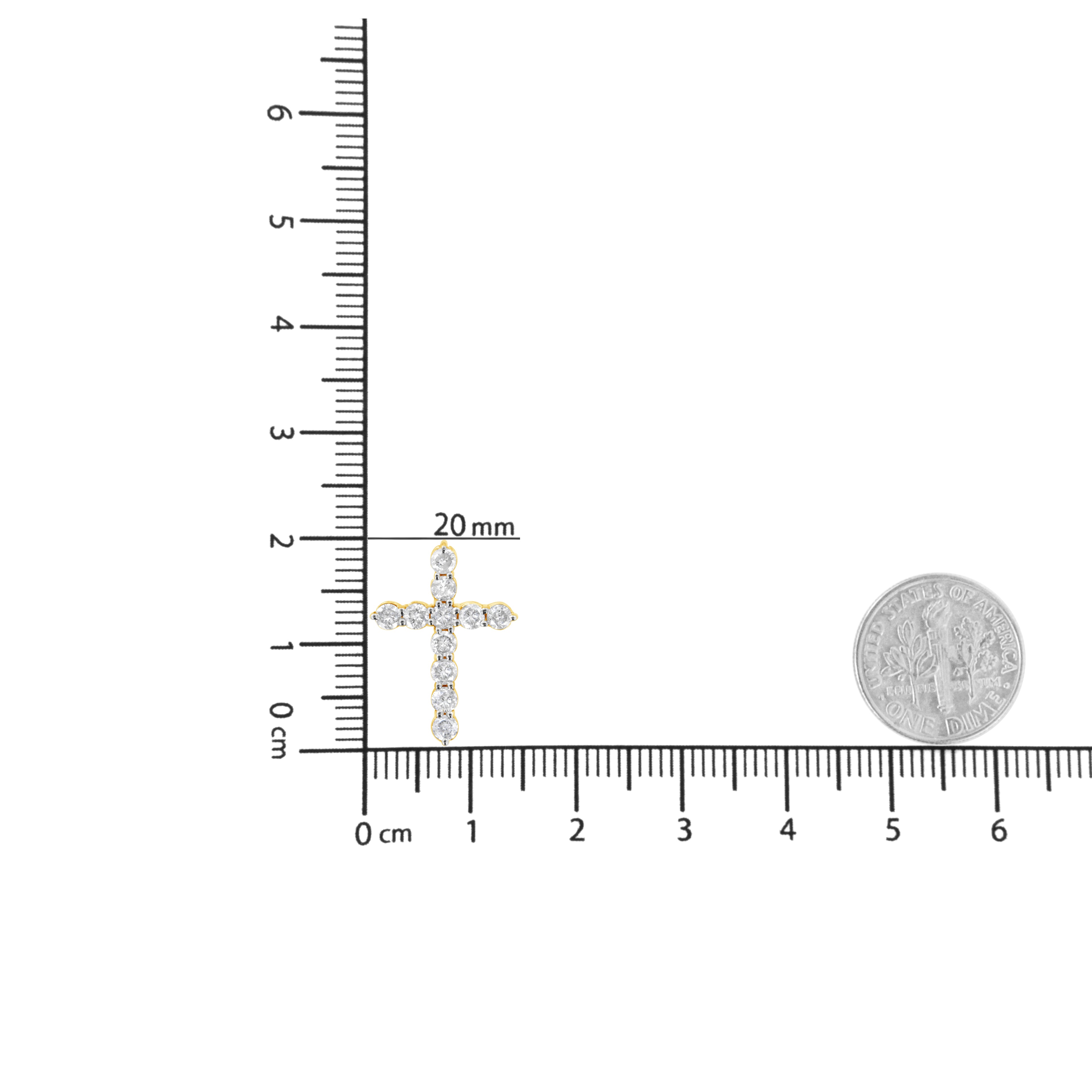 Haus of Brilliance 10K Yellow Gold Plated .925 Sterling Silver 1 cttw Prong Set Diamond Cross 18" Pendant Necklace (J-K Color, I1-I2 Clarity)