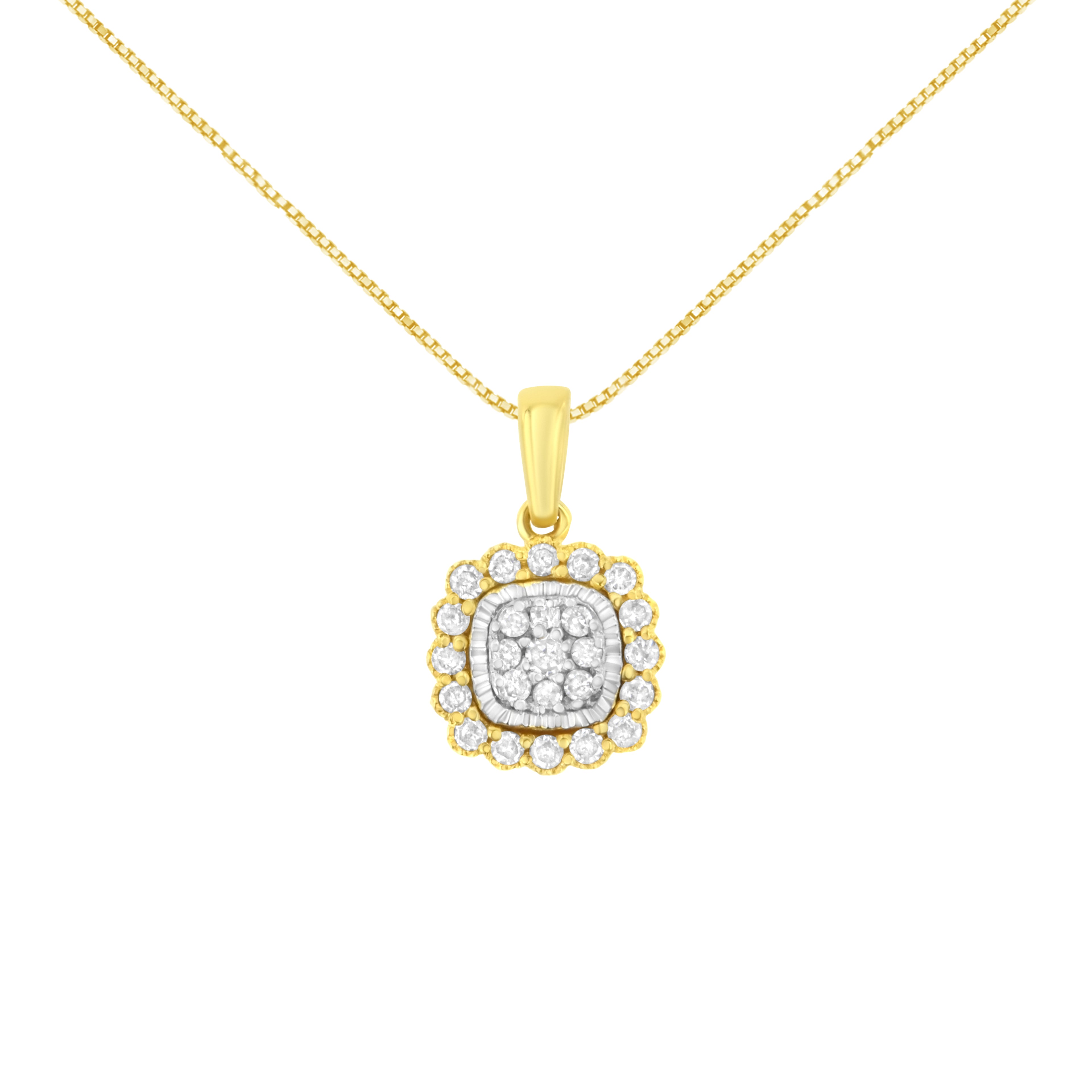 Haus of Brilliance 10K Yellow Gold Plated .925 Sterling Silver 1/4 Cttw Diamond 18" Pendant Necklace (I-J Color, I1-I2 Clarity)