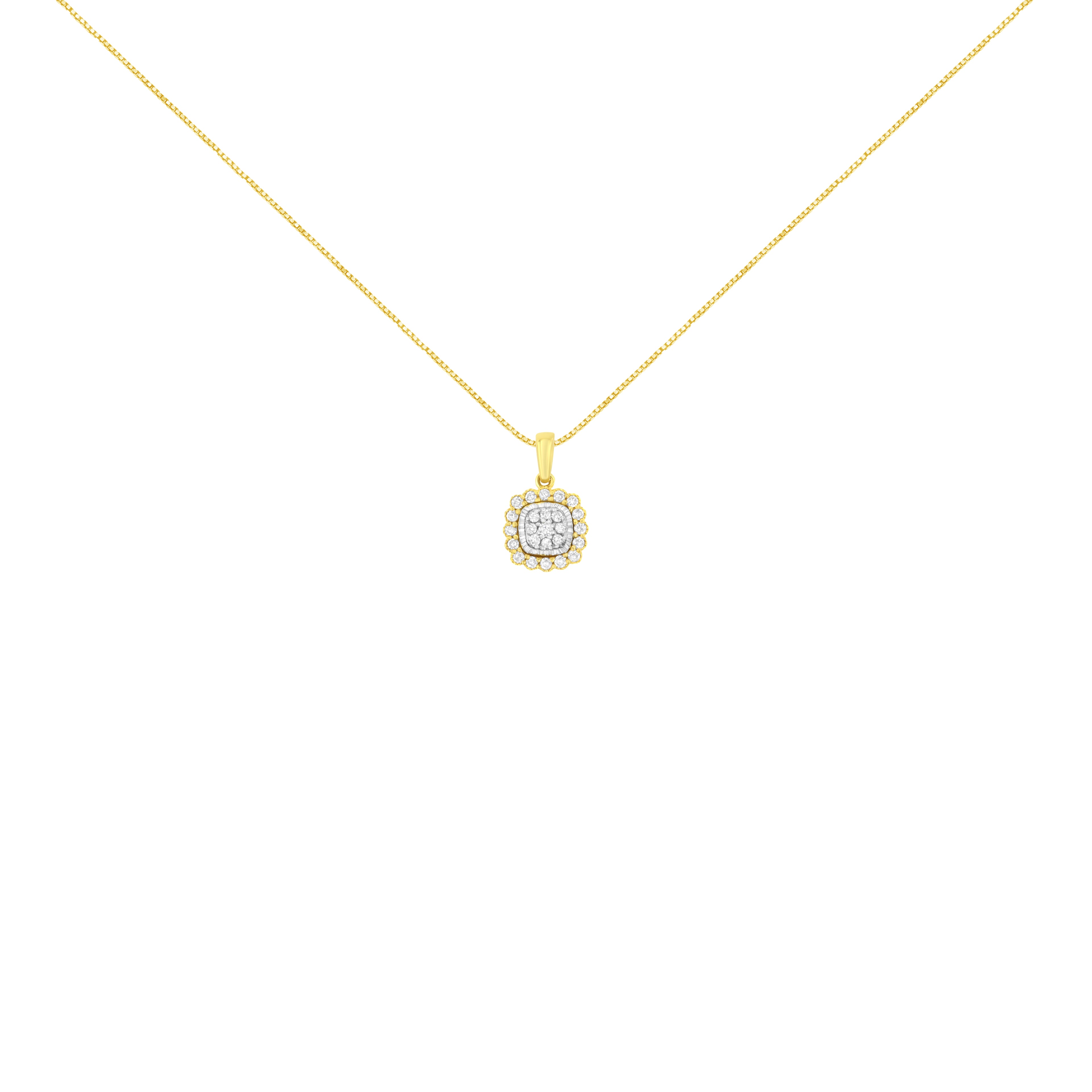 Haus of Brilliance 10K Yellow Gold Plated .925 Sterling Silver 1/4 Cttw Diamond 18" Pendant Necklace (I-J Color, I1-I2 Clarity)
